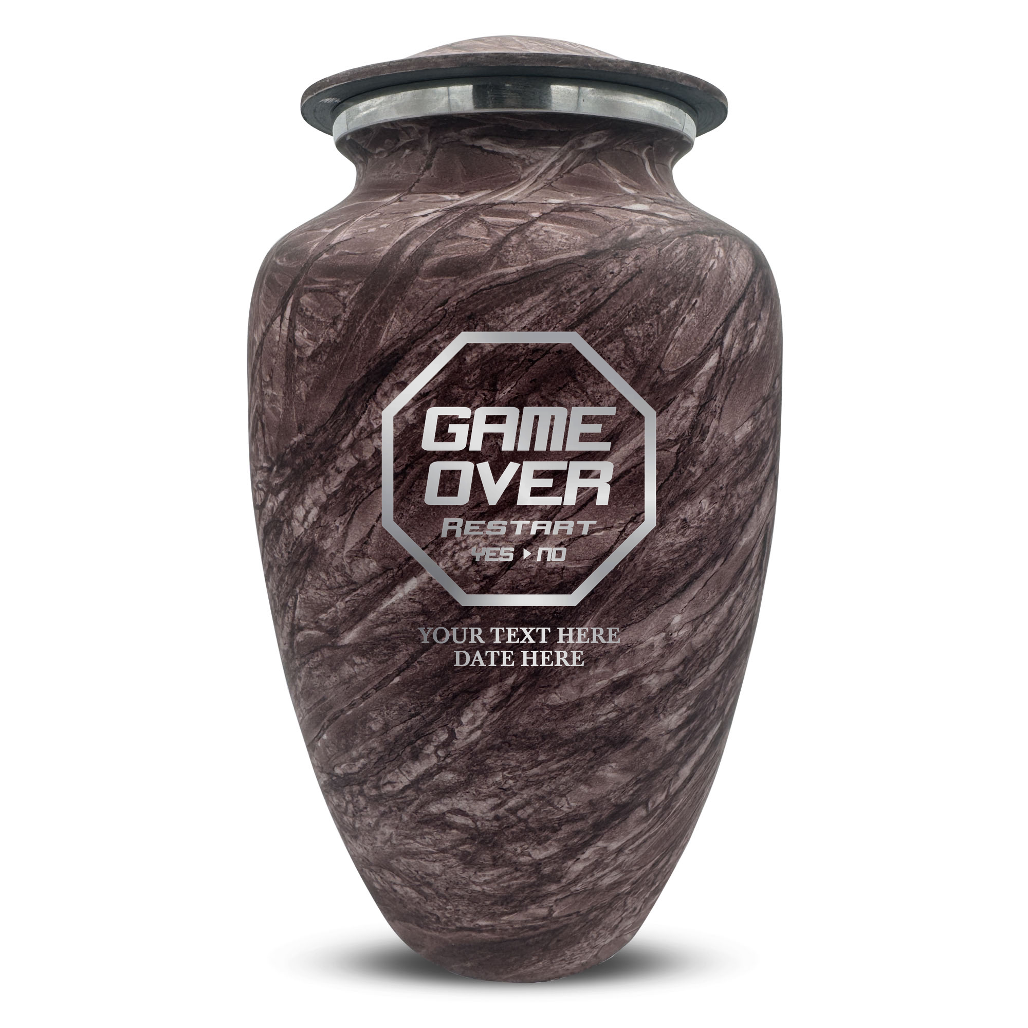 Custom Human Urns - Soft Whisper Collection - Funny Gaming Design - Distressed Finish - 200 Cubic Inch