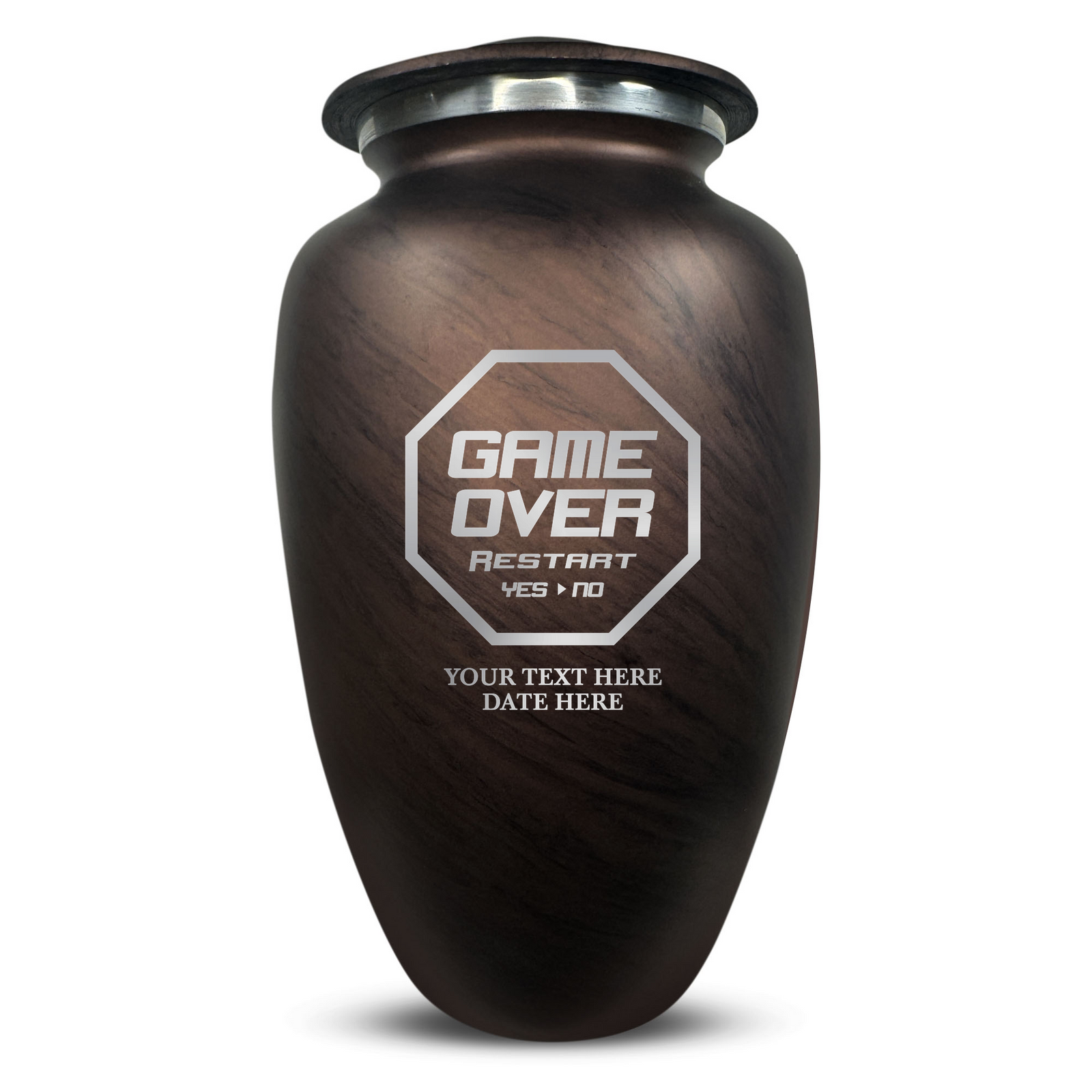 Custom Human Urns - Soft Whisper Collection - Funny Gaming Design - Distressed Finish - 200 Cubic Inch