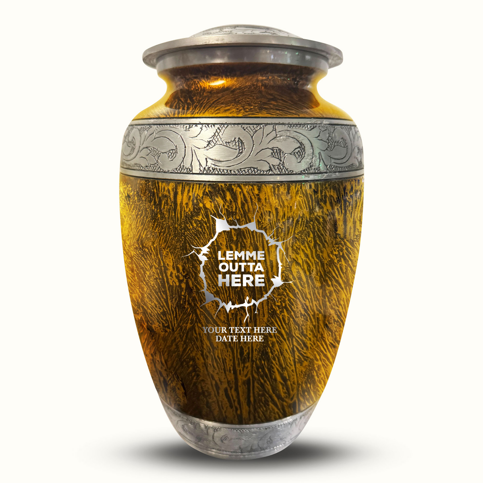 Custom Aluminum Human Urn - Elevate Collection - Just Funny Design - Distressed Finish - 200 Cubic Inch