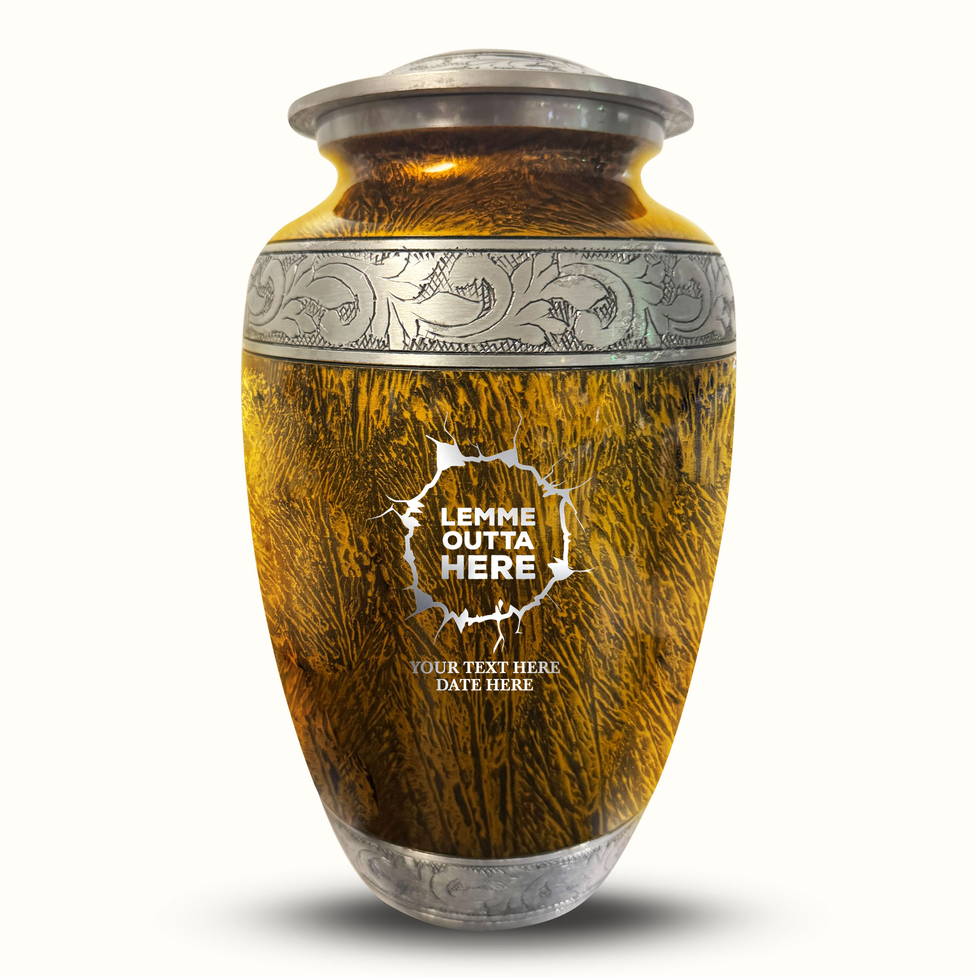 Custom Large Cremation Urn for Human Ashes - Elevate Collection - Just Funny Design - Distressed Finish - 200 Cubic Inch