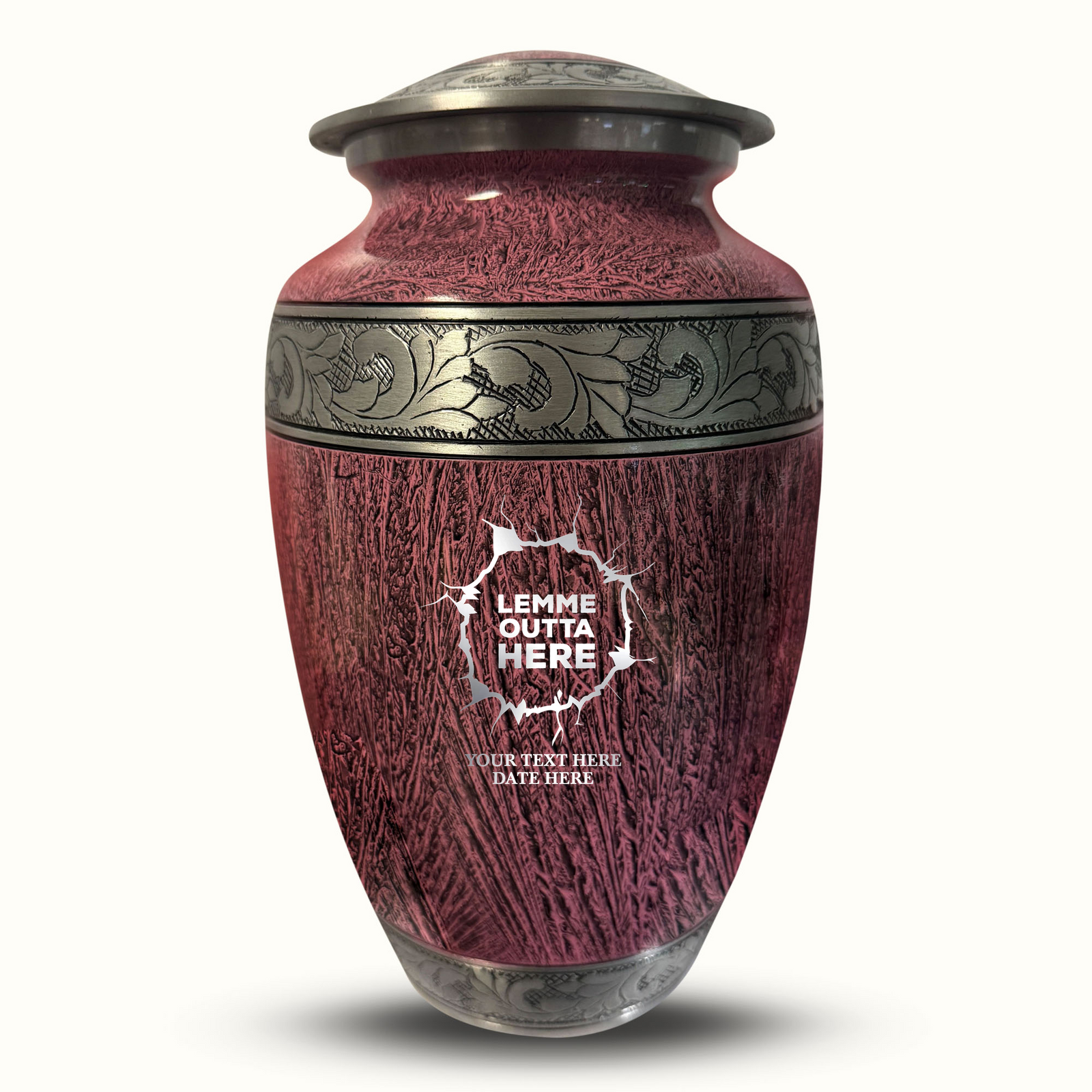 Custom Aluminum Human Urn - Elevate Collection - Just Funny Design - Distressed Finish - 200 Cubic Inch