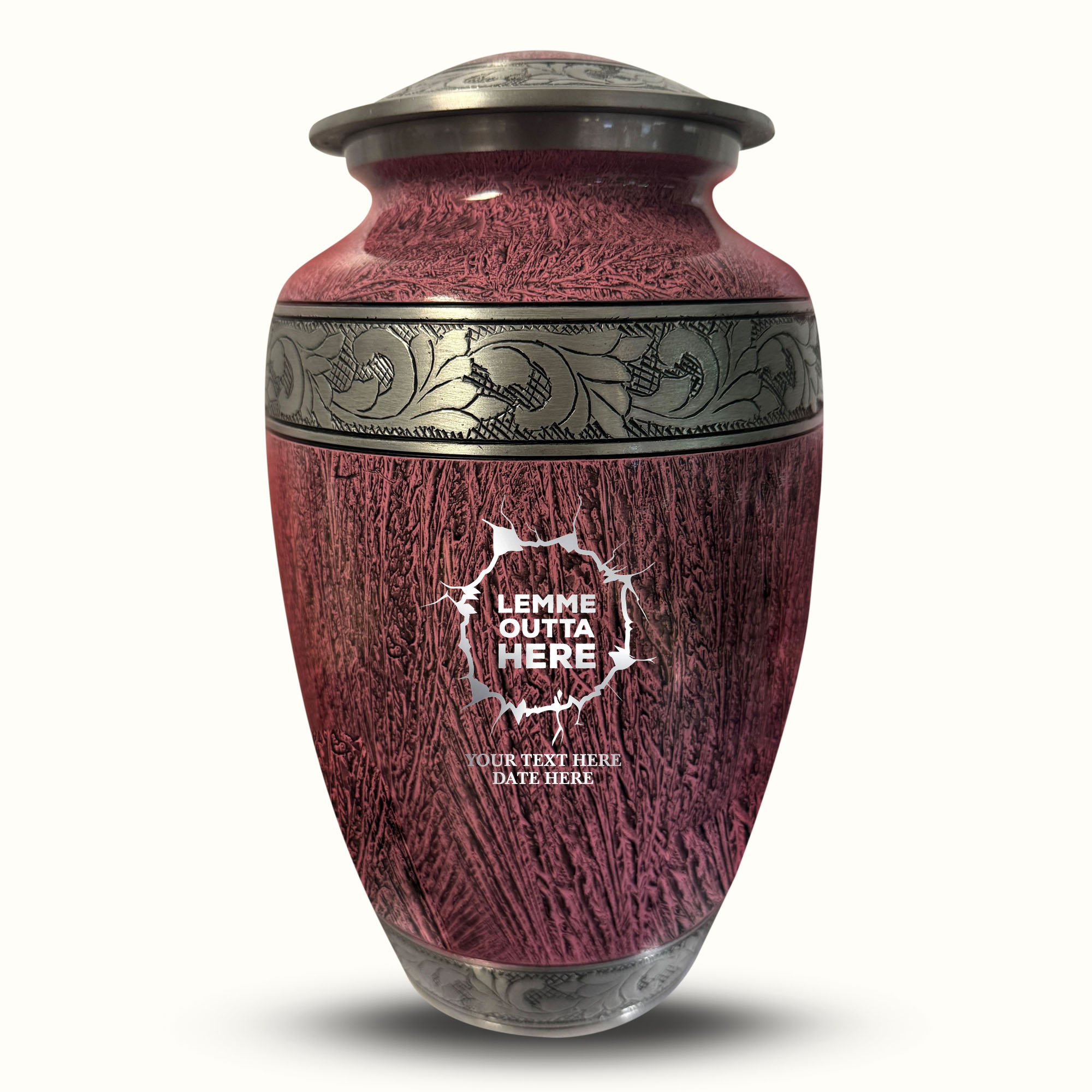Custom Large Cremation Urn for Human Ashes - Elevate Collection - Just Funny Design - Distressed Finish - 200 Cubic Inch