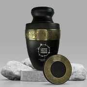Personalized Adult Human Cremation Urn with Custom Name Date on Gold Rim Container for Ashes and Men or Women Cremains | Elite Just Funny Urn Series | 200 Lbs | Lemme Out 1