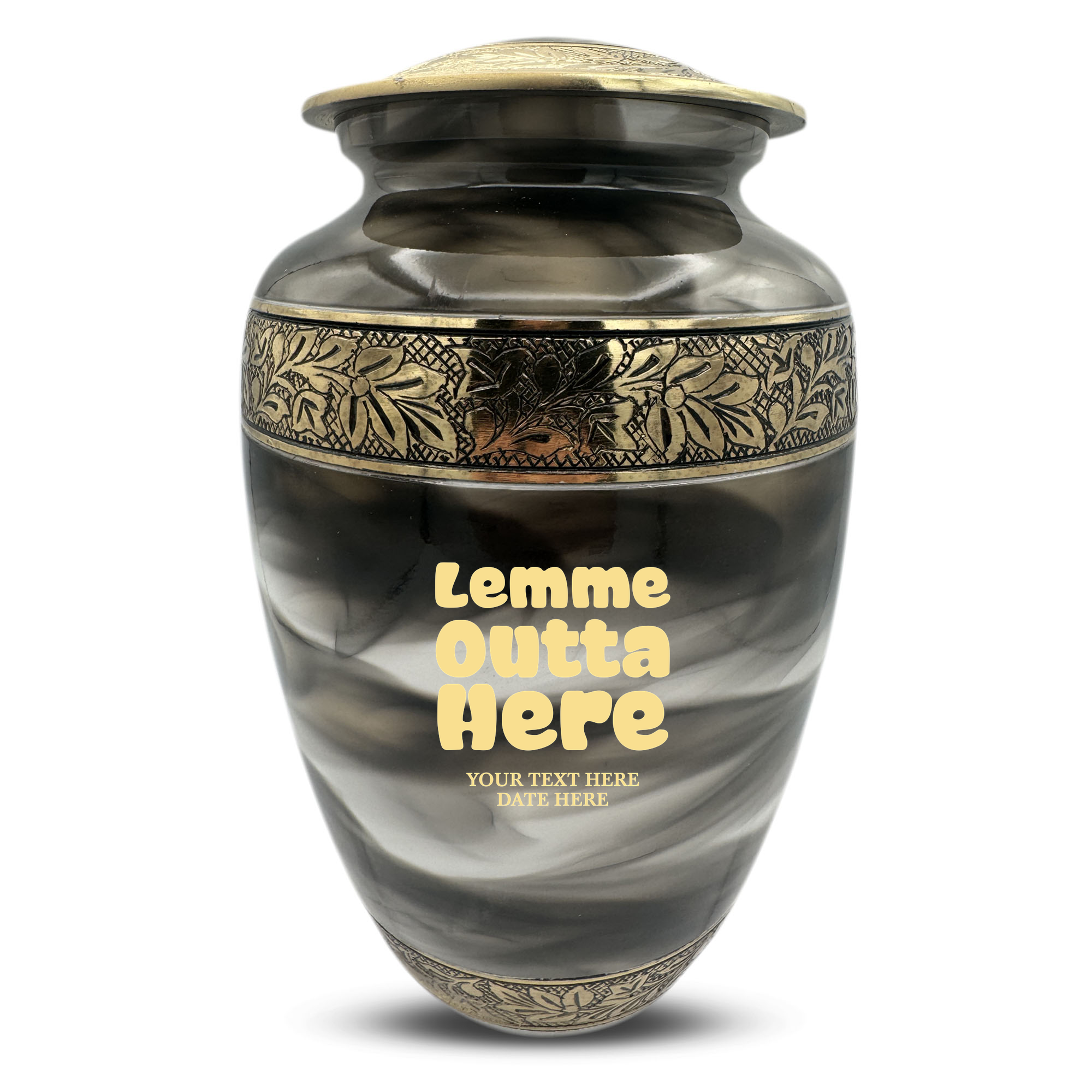 Custom Aluminum Cremation Urn for Human Ashes - Suzesta Pearl White Memorial Urn - Just Funny Urn Design - 200 Cubic Inch