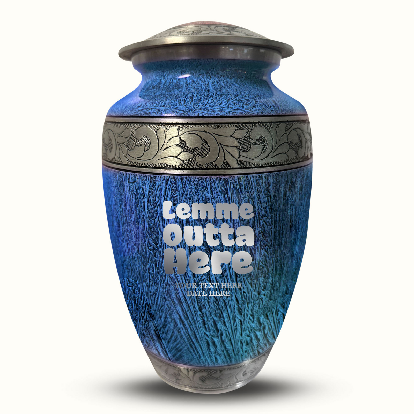 Custom Aluminum Human Urn - Elevate Collection - Just Funny Design - Distressed Finish - 200 Cubic Inch