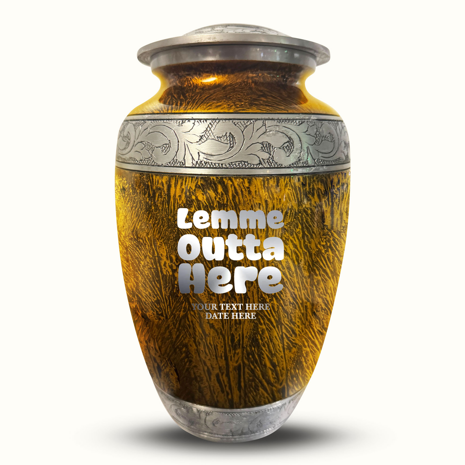 Custom Aluminum Human Urn - Elevate Collection - Just Funny Design - Distressed Finish - 200 Cubic Inch