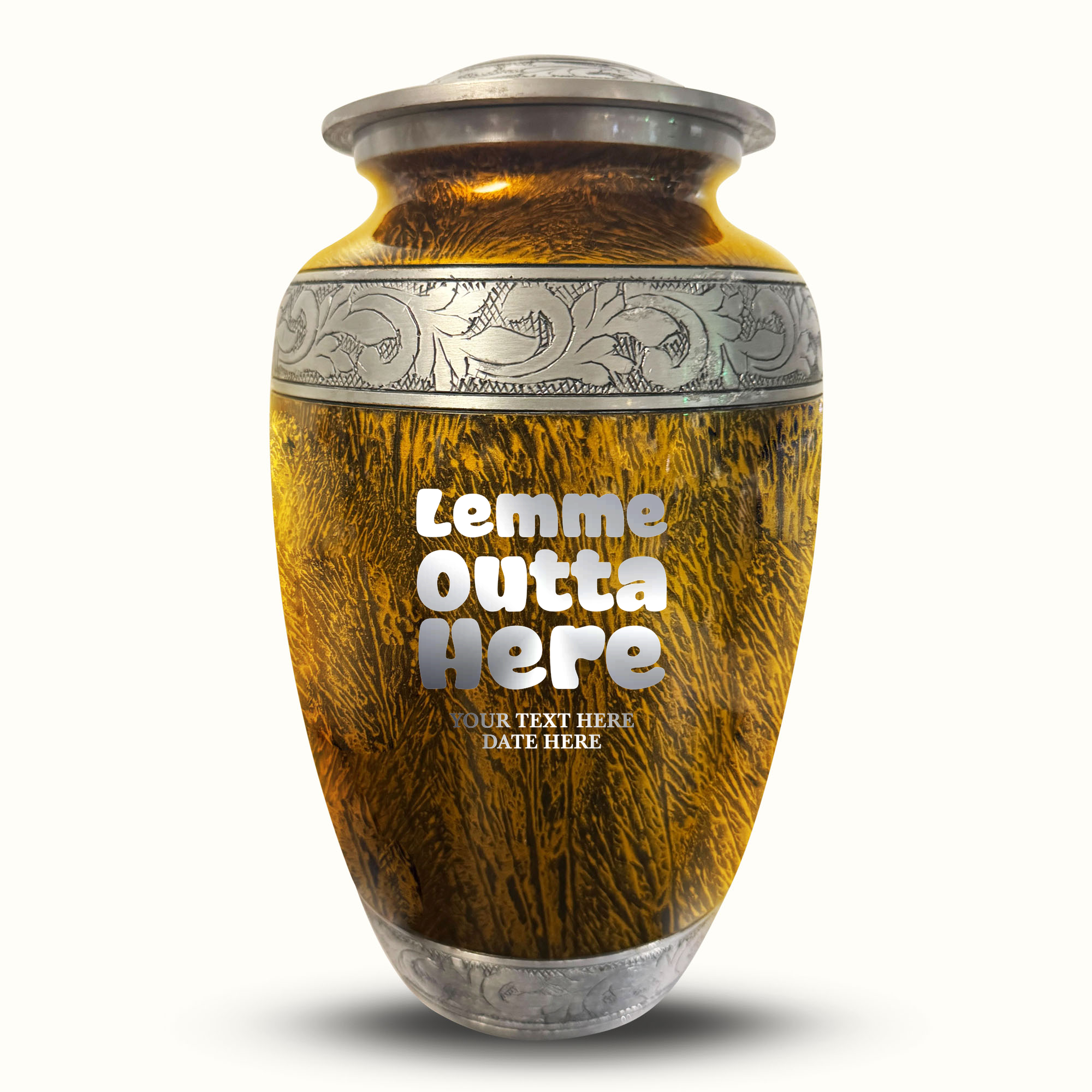 Custom Large Cremation Urn for Human Ashes - Elevate Collection - Just Funny Design - Distressed Finish - 200 Cubic Inch