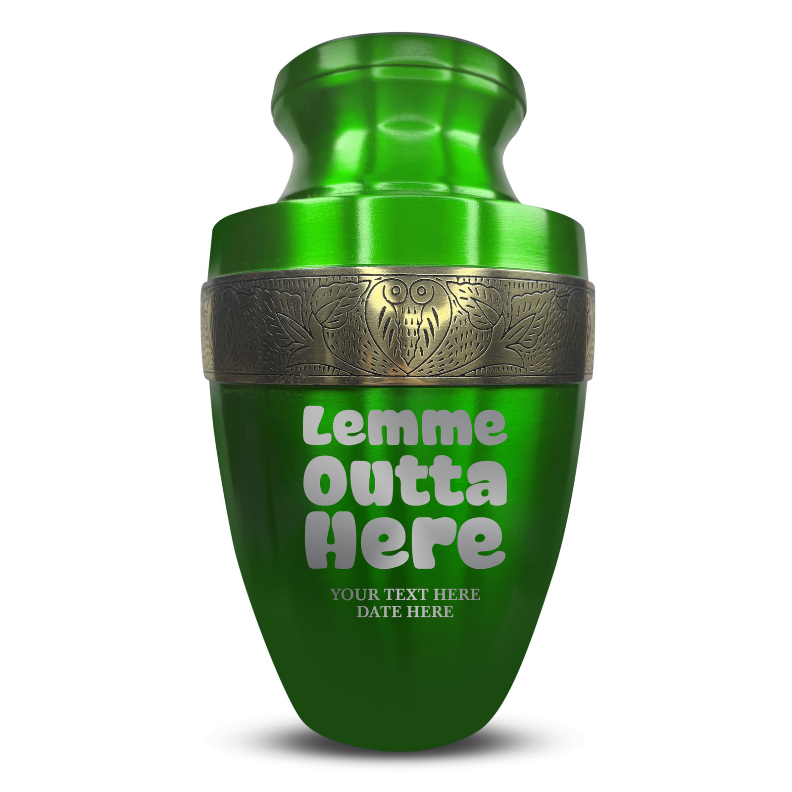 Personalized Adult Human Cremation Urn with Custom Name Date on Gold Rim Container for Ashes and Men or Women Cremains | Elite Just Funny Urn Series | 200 Lbs | Lemme Out 2