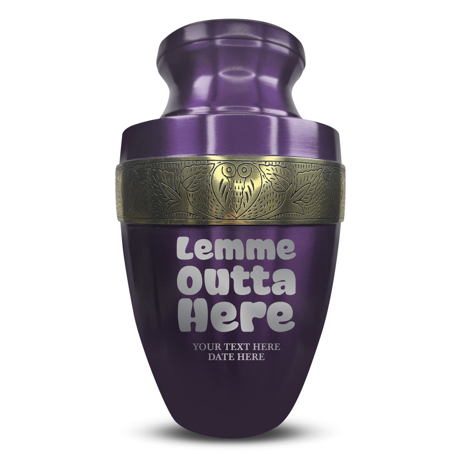 Personalized Adult Human Cremation Urn with Custom Name Date on Gold Rim Container for Ashes and Men or Women Cremains | Elite Just Funny Urn Series | 200 Lbs | Lemme Out 2