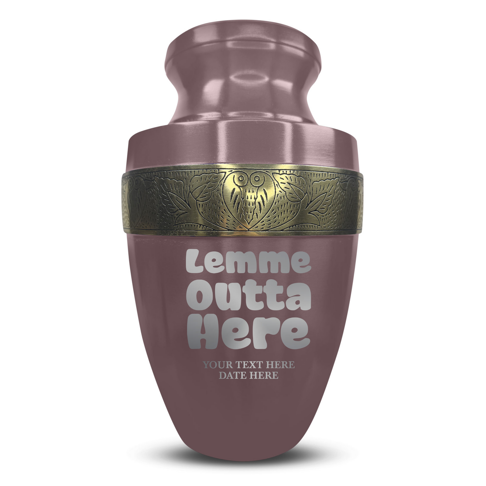 Personalized Adult Human Cremation Urn with Custom Name Date on Gold Rim Container for Ashes and Men or Women Cremains | Elite Just Funny Urn Series | 200 Lbs | Lemme Out 2