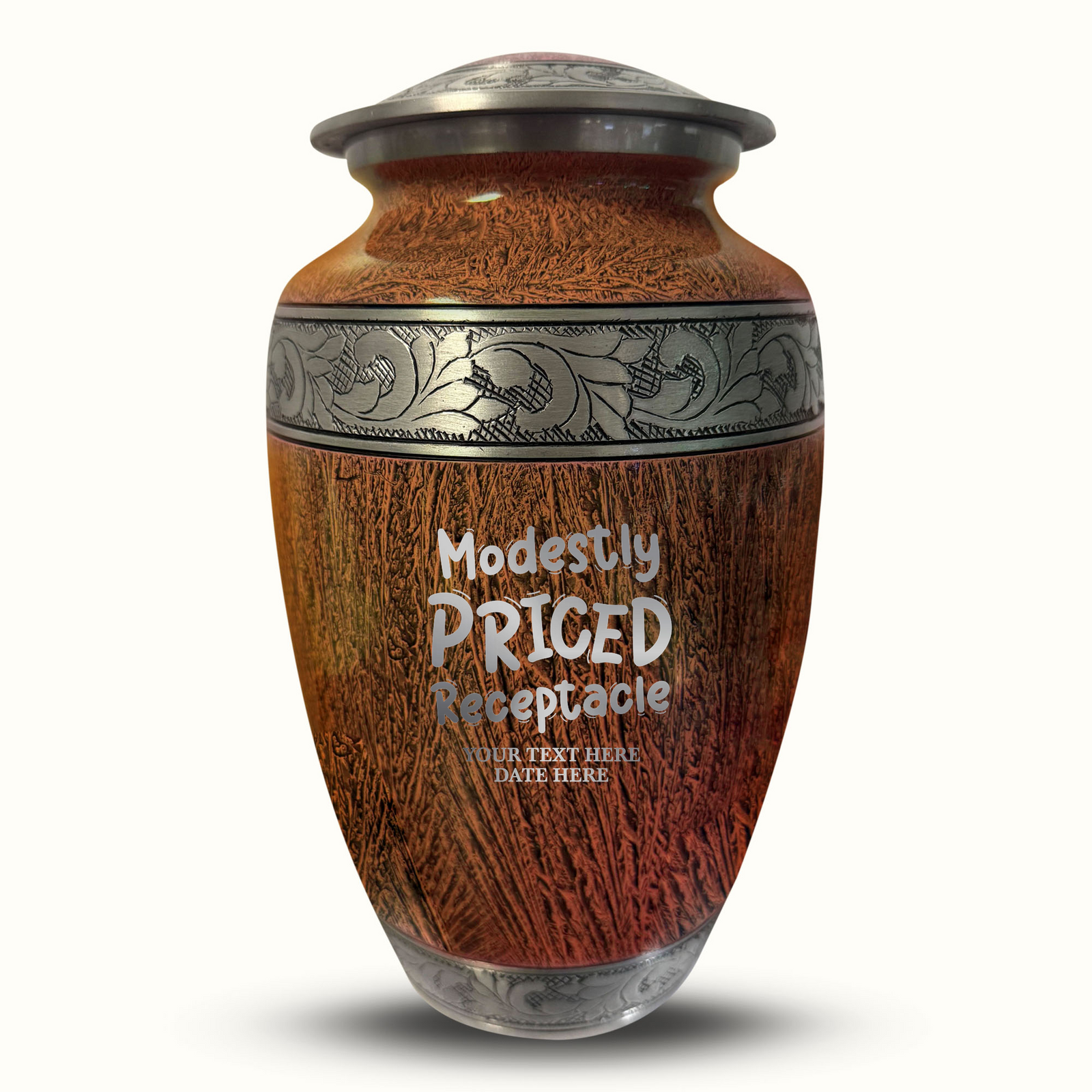 Custom Aluminum Human Urn - Elevate Collection - Funny TV Design - Distressed Finish - 200 Cubic Inch