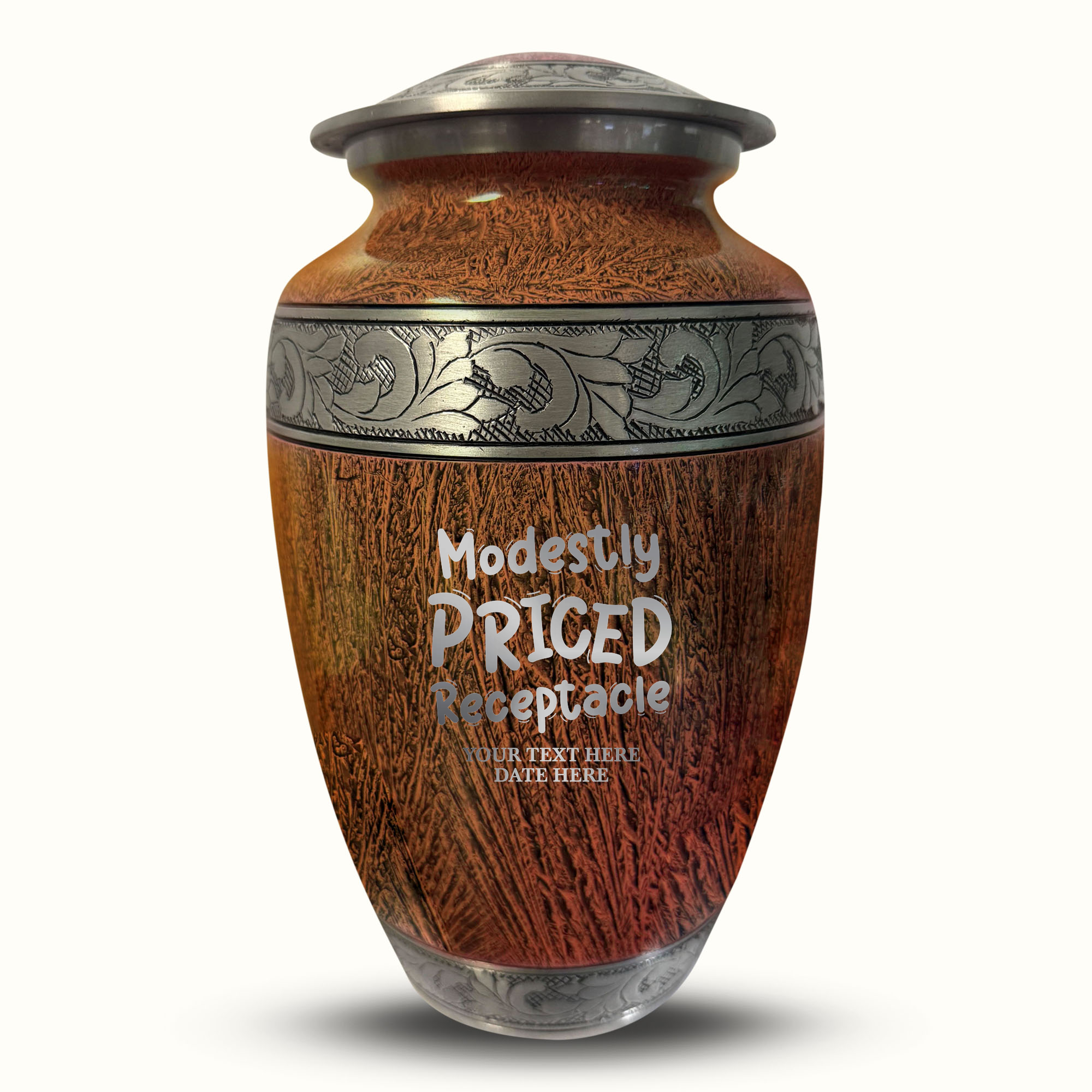 Custom Large Cremation Urn for Human Ashes - Elevate Collection - Funny TV Design - Distressed Finish - 200 Cubic Inch