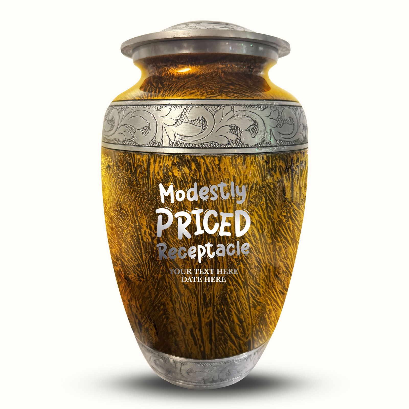 Custom Aluminum Human Urn - Elevate Collection - Funny TV Design - Distressed Finish - 200 Cubic Inch
