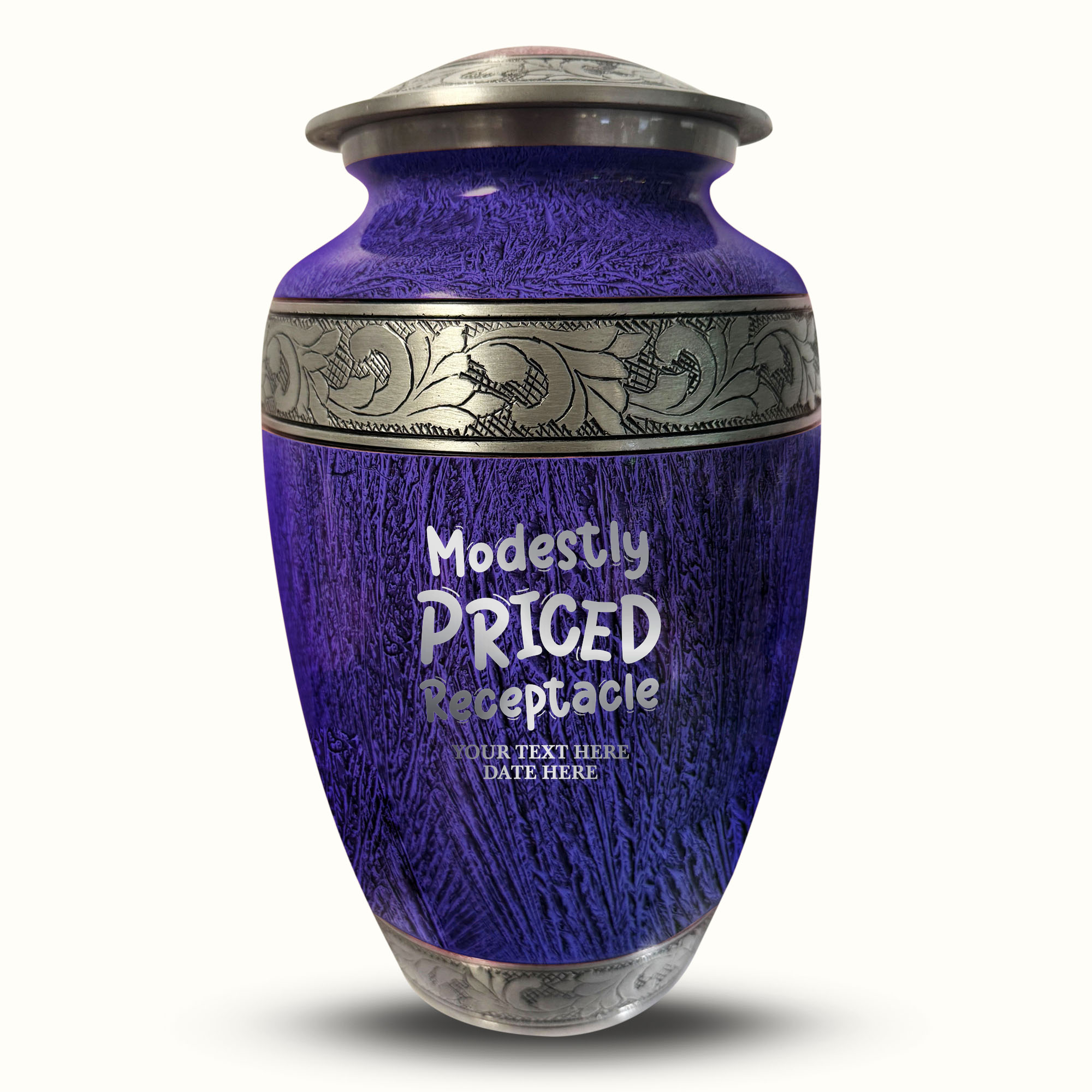 Custom Large Cremation Urn for Human Ashes - Elevate Collection - Funny TV Design - Distressed Finish - 200 Cubic Inch