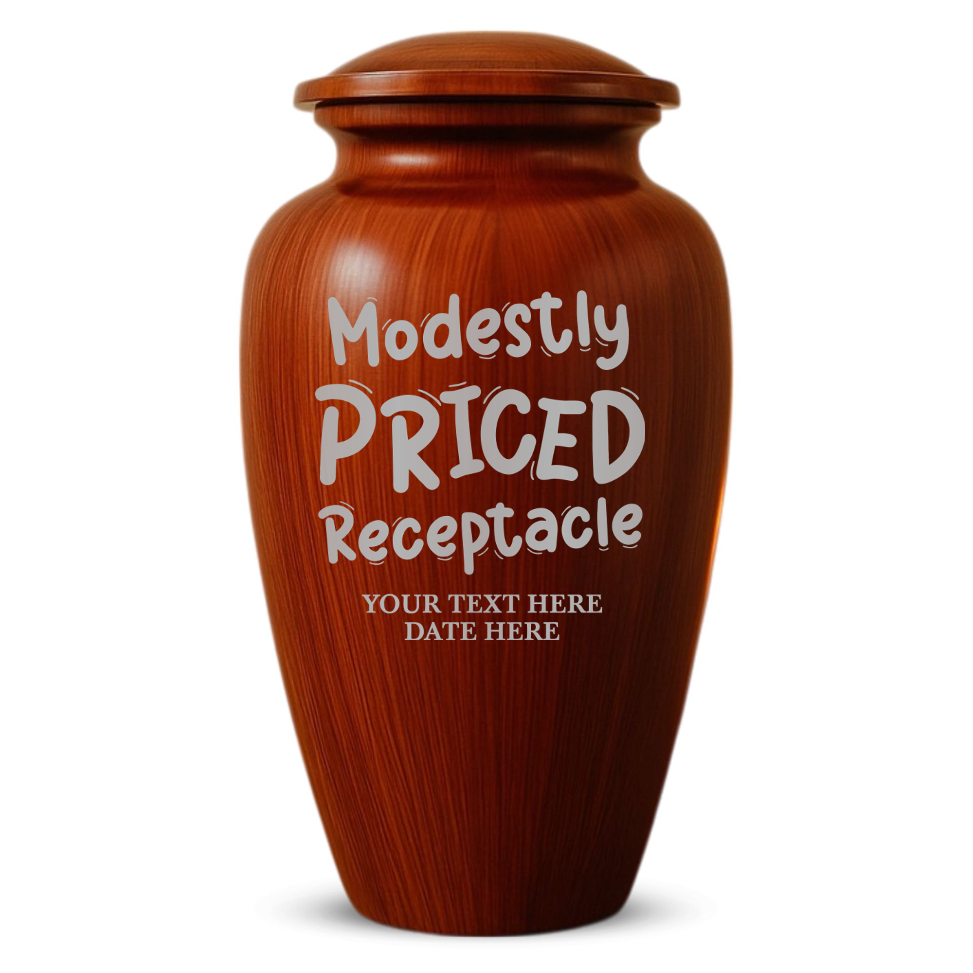 Human Cremation Urn - 200 Cubic Inch - Ingrained Wood Style Finish | Pop Culture Humor