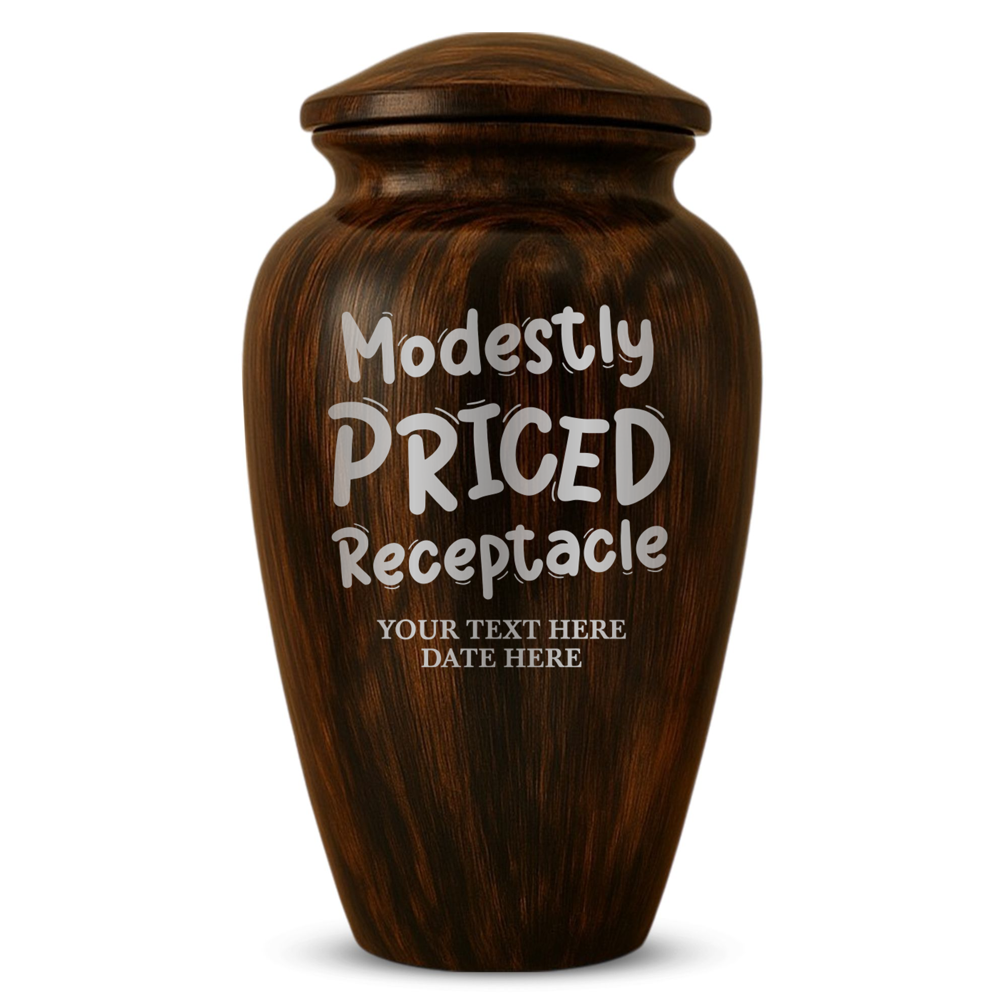 Human Cremation Urn - 200 Cubic Inch - Ingrained Wood Style Finish | Pop Culture Humor