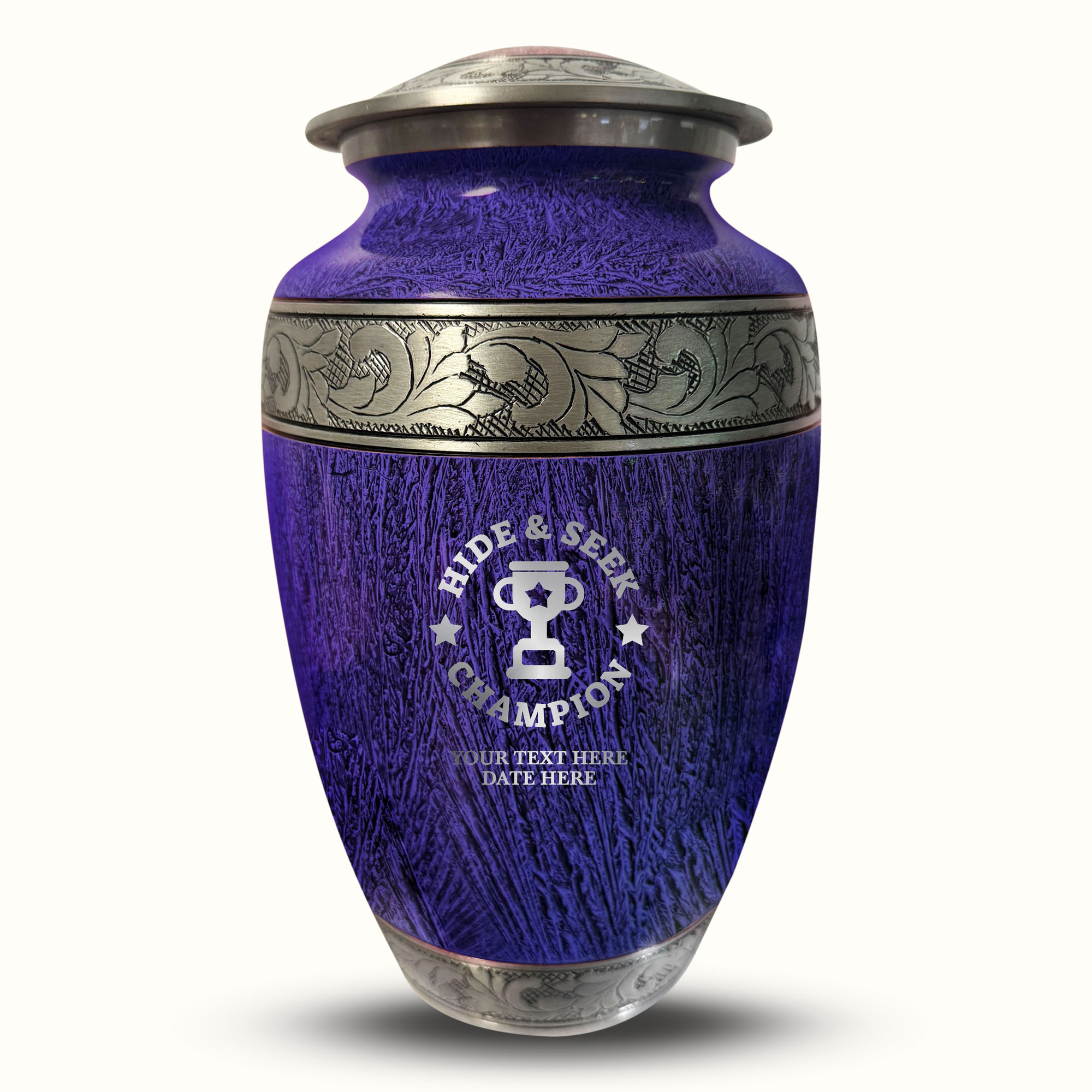 Custom Large Cremation Urn for Human Ashes - Elevate Collection - Dark Humor Design - Distressed Finish - 200 Cubic Inch