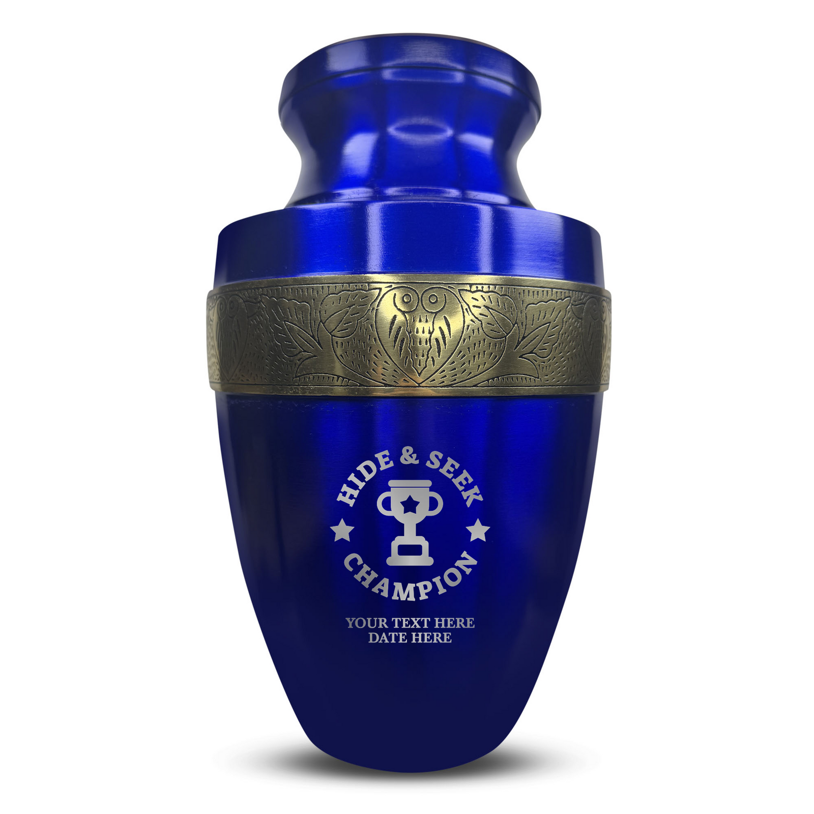 Custom Aluminum Human Urn - Dark Humor Design - Elite Collection with Gold Inlay - 200 Cubic Inch