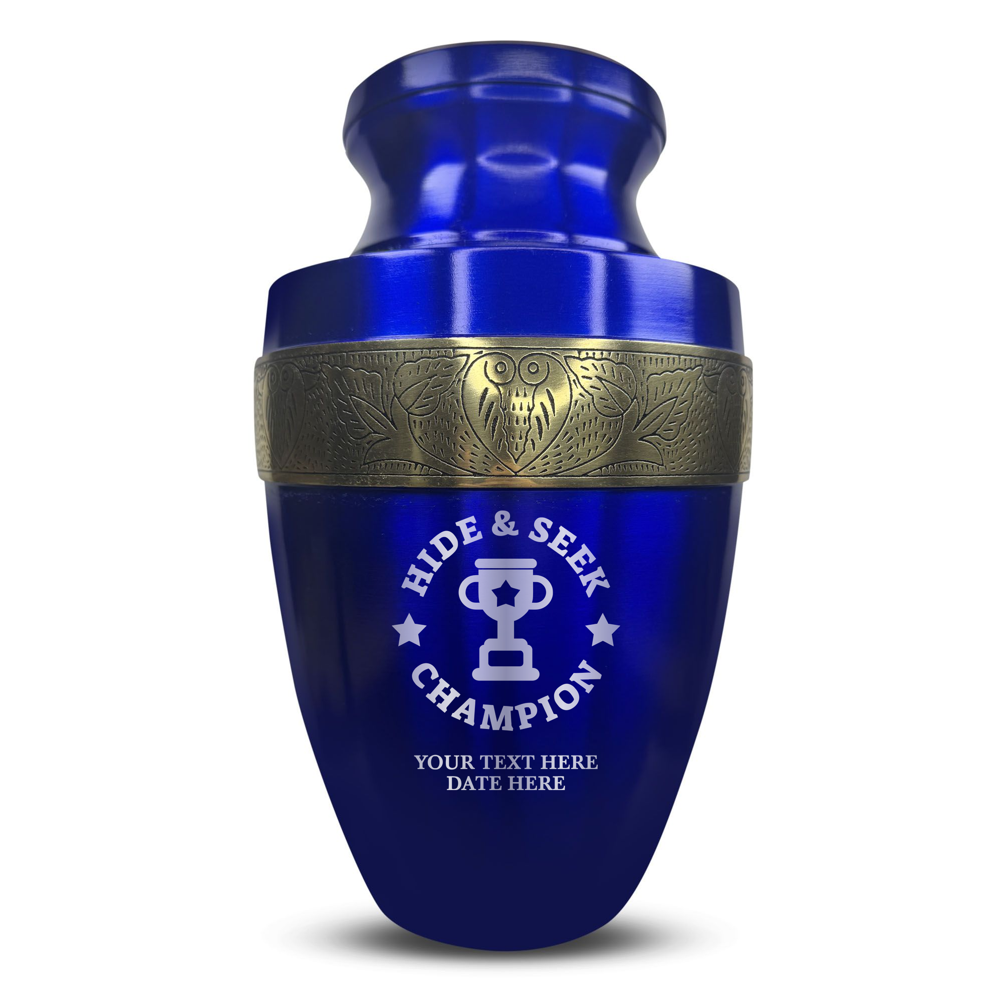 Elite Human Cremation Urn – 200 Cubic Inch – Aluminum with Gold Inlay | Afterlife Humor