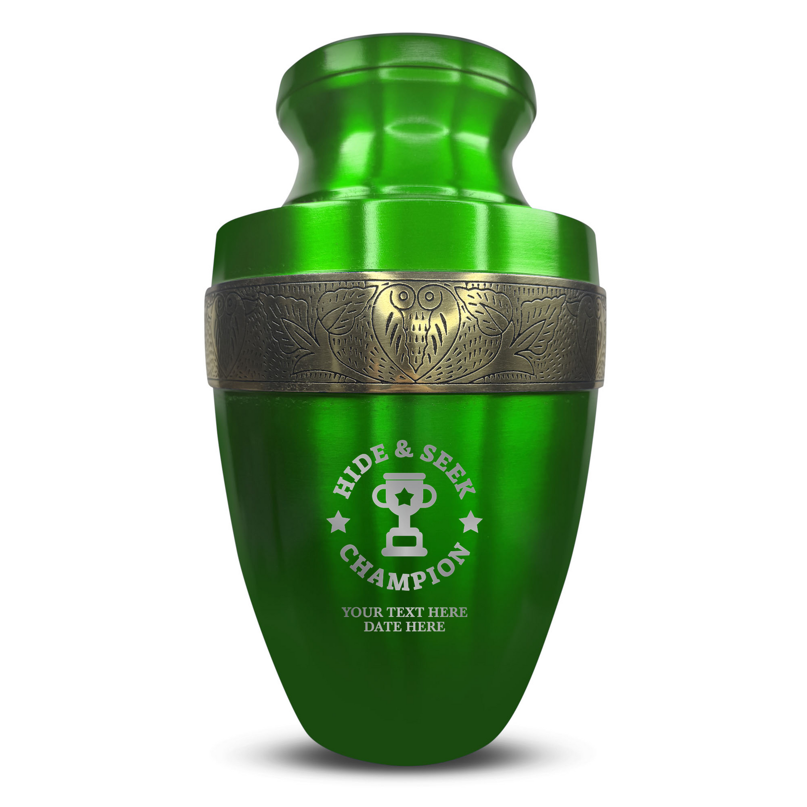 Custom Aluminum Human Urn - Dark Humor Design - Elite Collection with Gold Inlay - 200 Cubic Inch