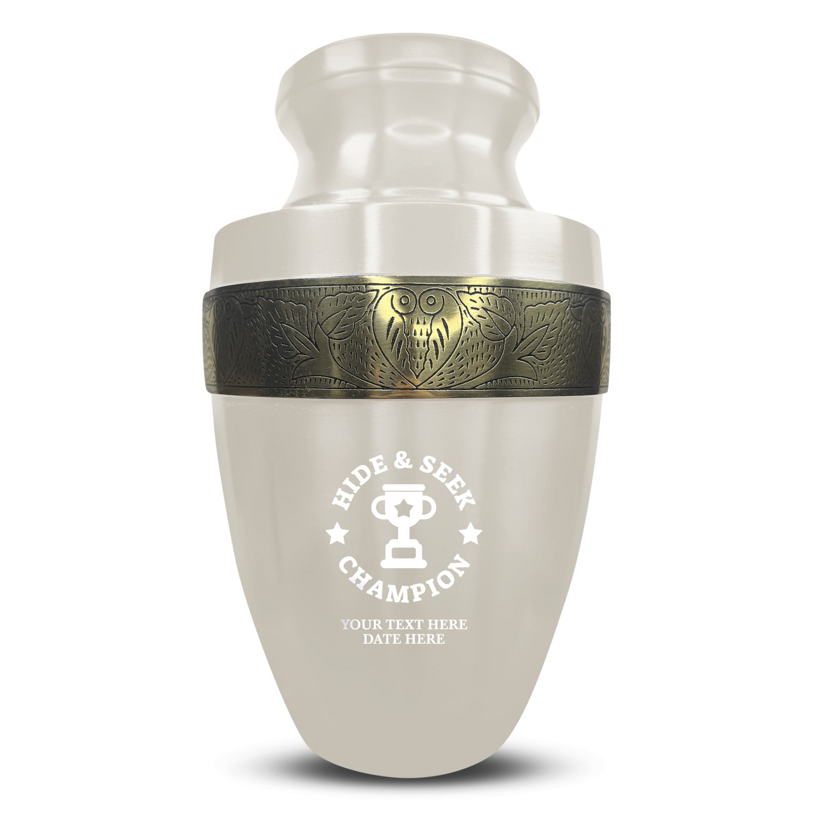 Custom Aluminum Human Urn - Dark Humor Design - Elite Collection with Gold Inlay - 200 Cubic Inch