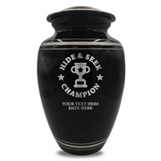 Spotted Black Aluminum with Silver Rim Human Cremation Urn - 200 Cubic Inch | Afterlife Humor
