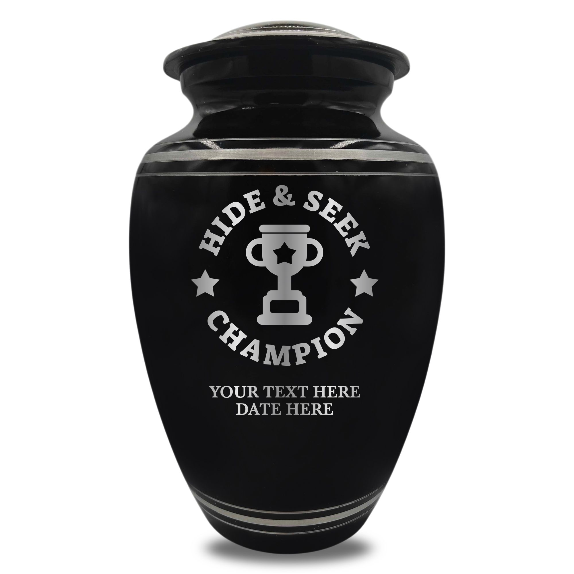 Polished Aluminum with Silver Rim Human Cremation Urn - 200 Cubic Inch | Afterlife Humor