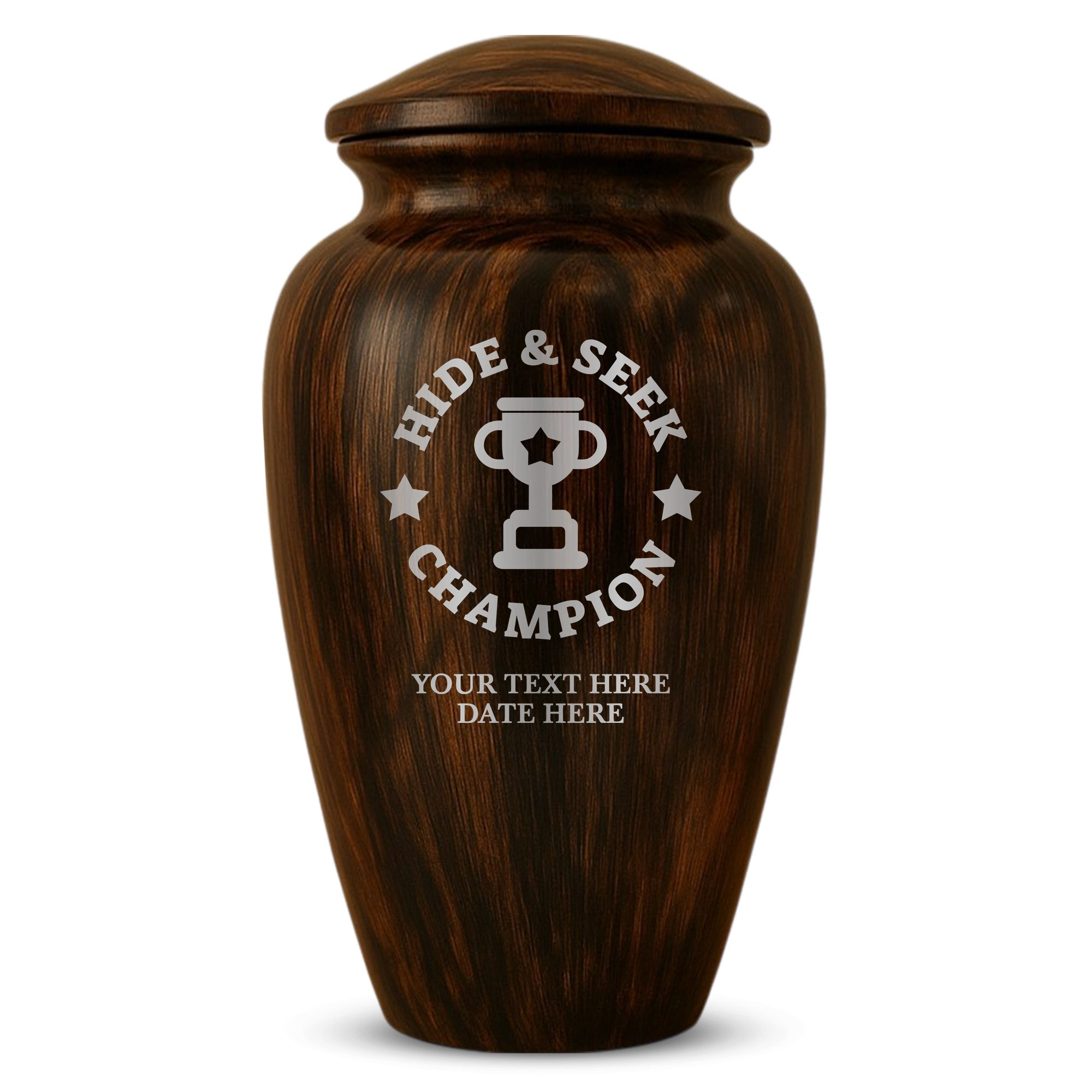 Human Cremation Urn - 200 Cubic Inch - Ingrained Wood Style Finish | Afterlife Humor