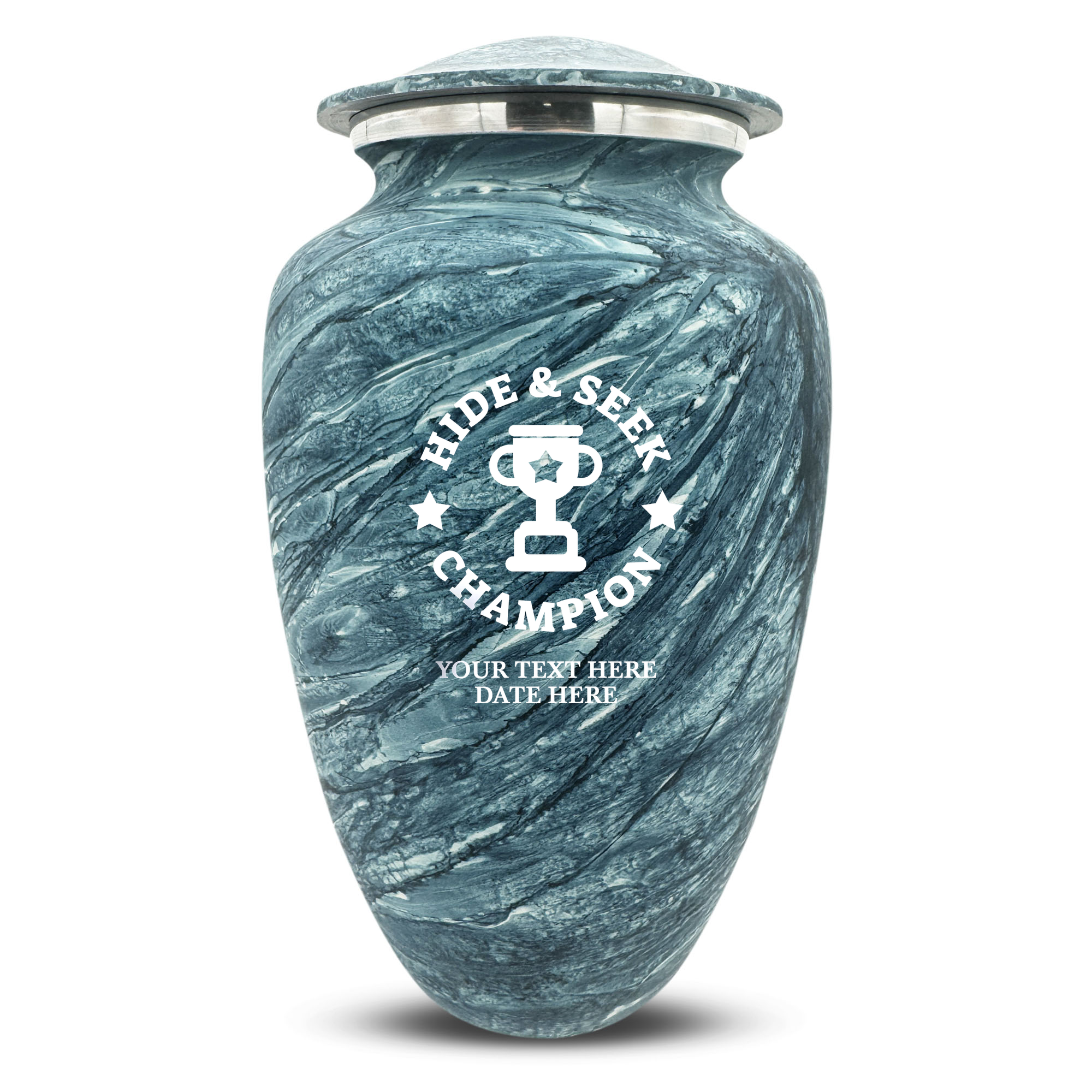 Custom Large Cremation Urn for Human Ashes - Soft Whisper Collection - Dark Humor Design - Distressed Finish - 200 Cubic Inch