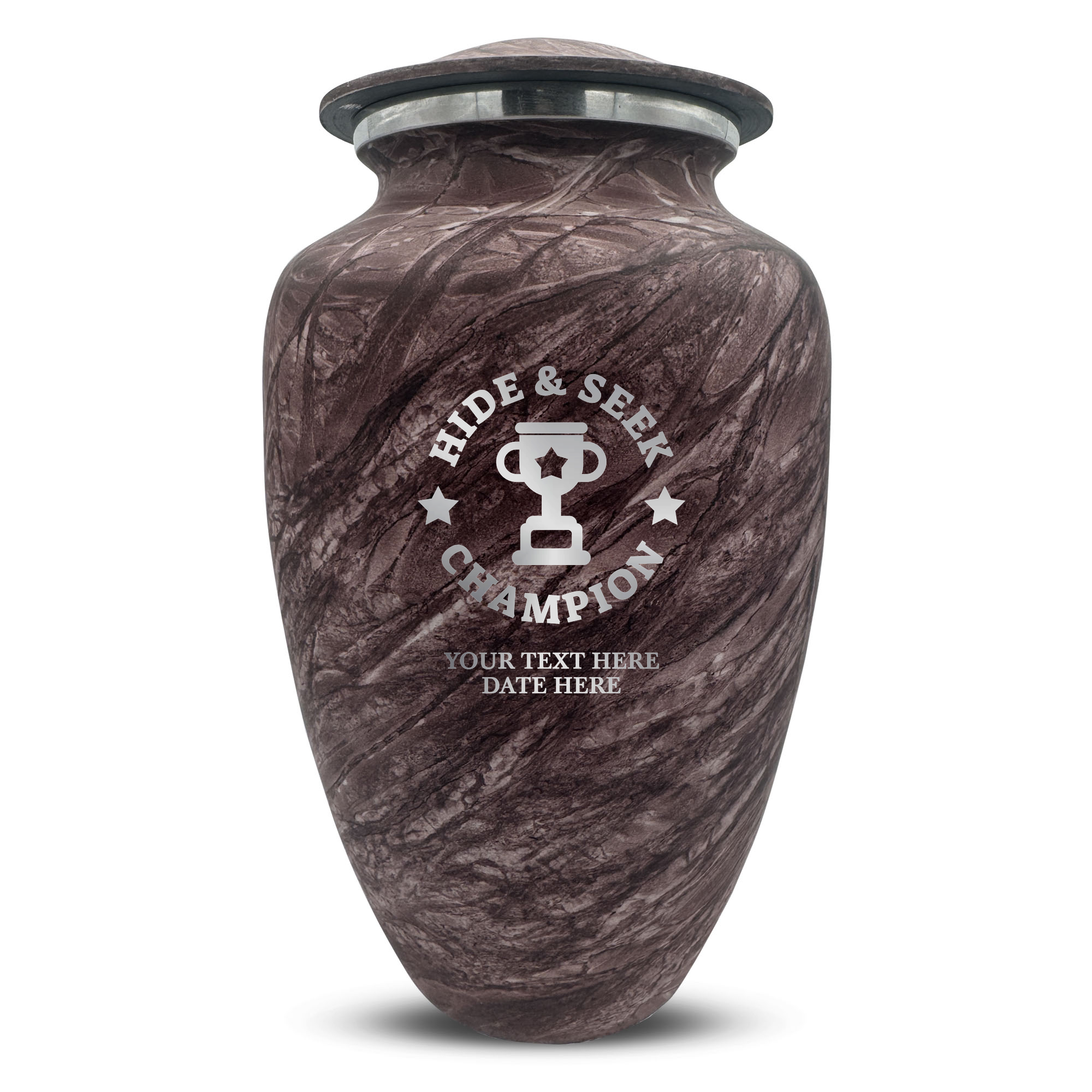 Custom Large Cremation Urn for Human Ashes - Soft Whisper Collection - Dark Humor Design - Distressed Finish - 200 Cubic Inch