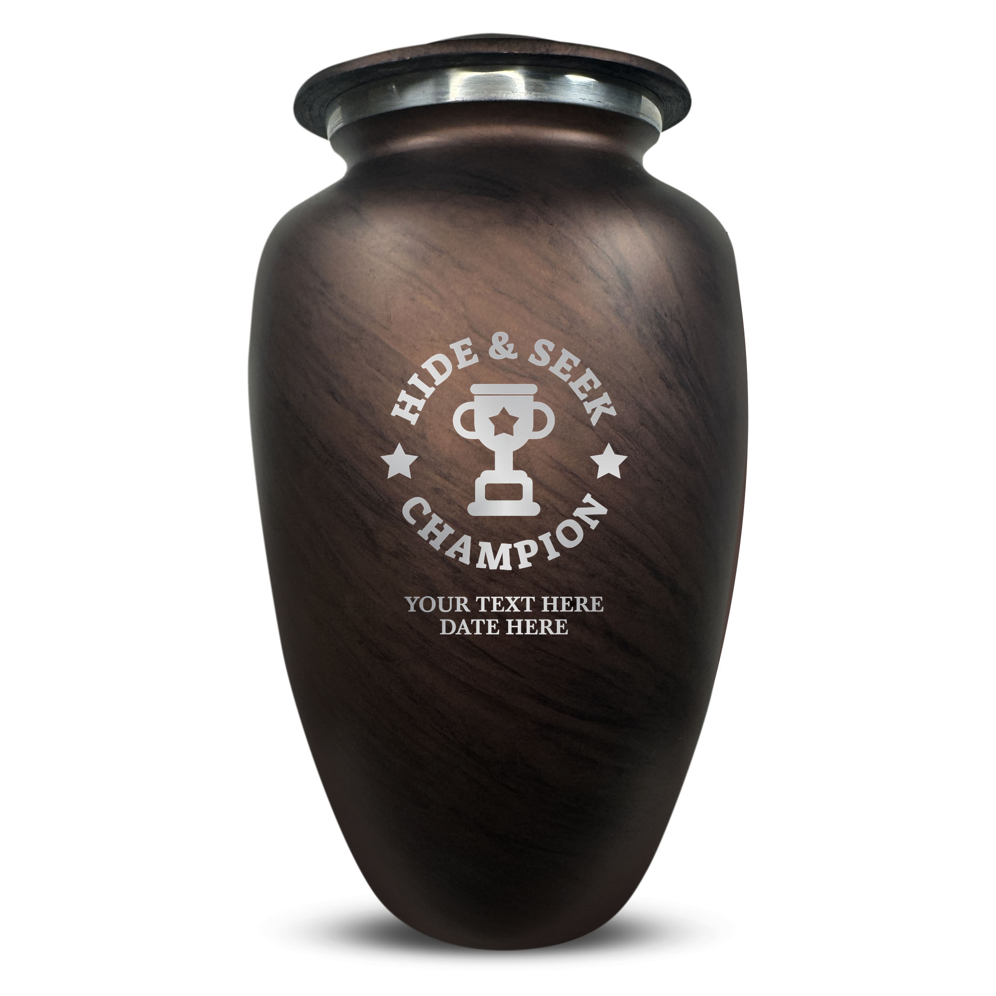 Custom Large Cremation Urn for Human Ashes - Soft Whisper Collection - Dark Humor Design - Distressed Finish - 200 Cubic Inch