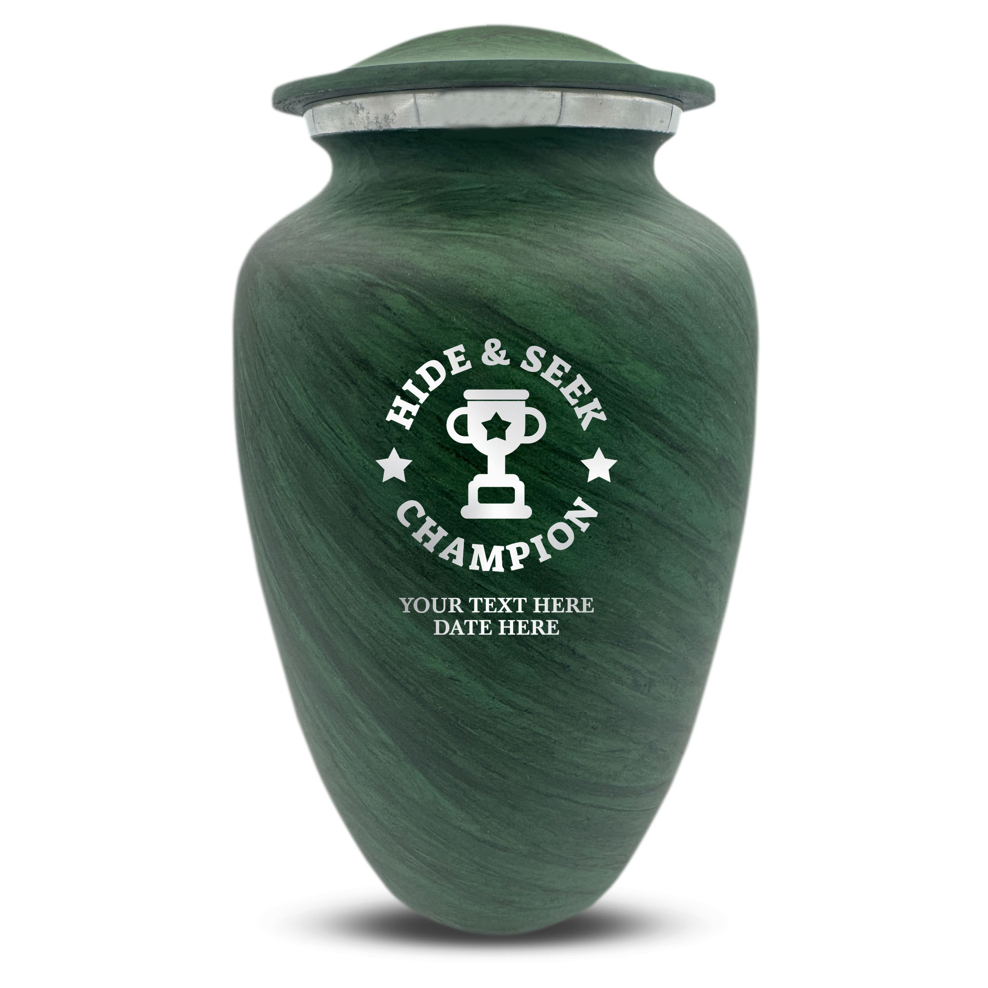 Custom Large Cremation Urn for Human Ashes - Soft Whisper Collection - Dark Humor Design - Distressed Finish - 200 Cubic Inch
