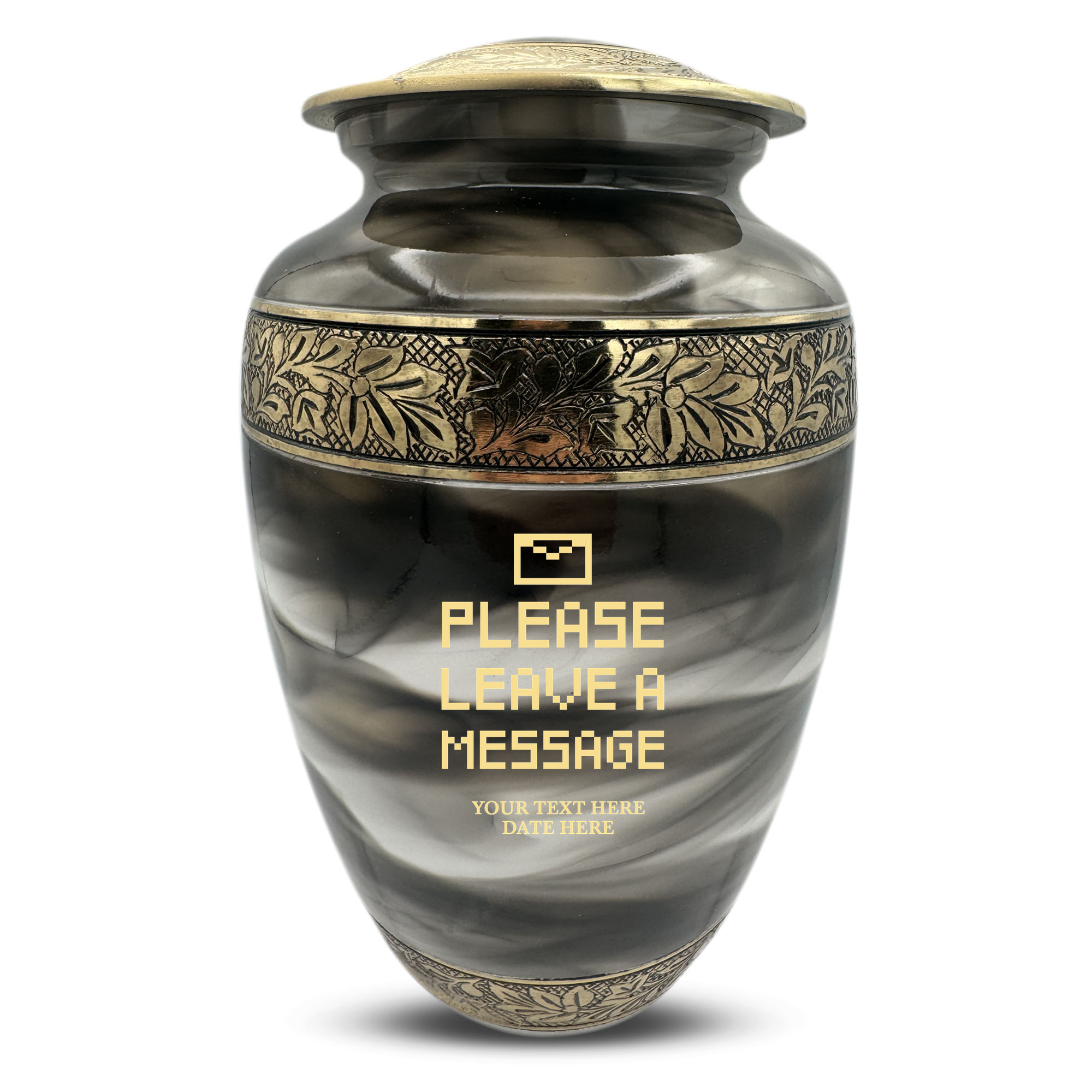Custom Aluminum Cremation Urn for Human Ashes - Suzesta Pearl White Memorial Urn - Funny Office Design - 200 Cubic Inch