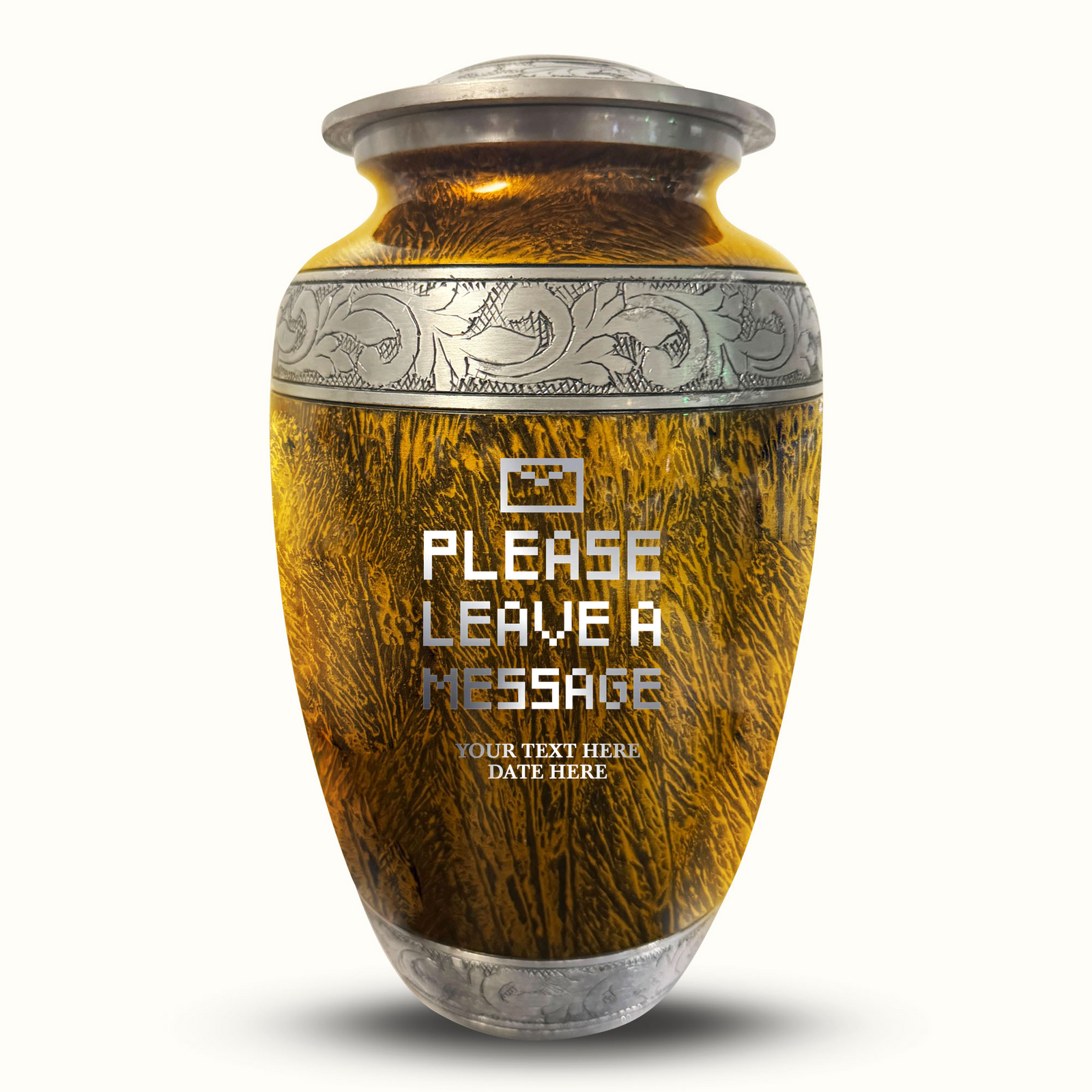 Custom Aluminum Human Urn - Elevate Collection - Funny Office Design - Distressed Finish - 200 Cubic Inch