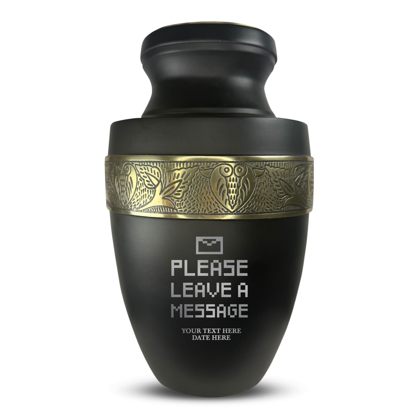 Custom Aluminum Human Urn - Funny Office Design - Elite Collection with Gold Inlay - 200 Cubic Inch