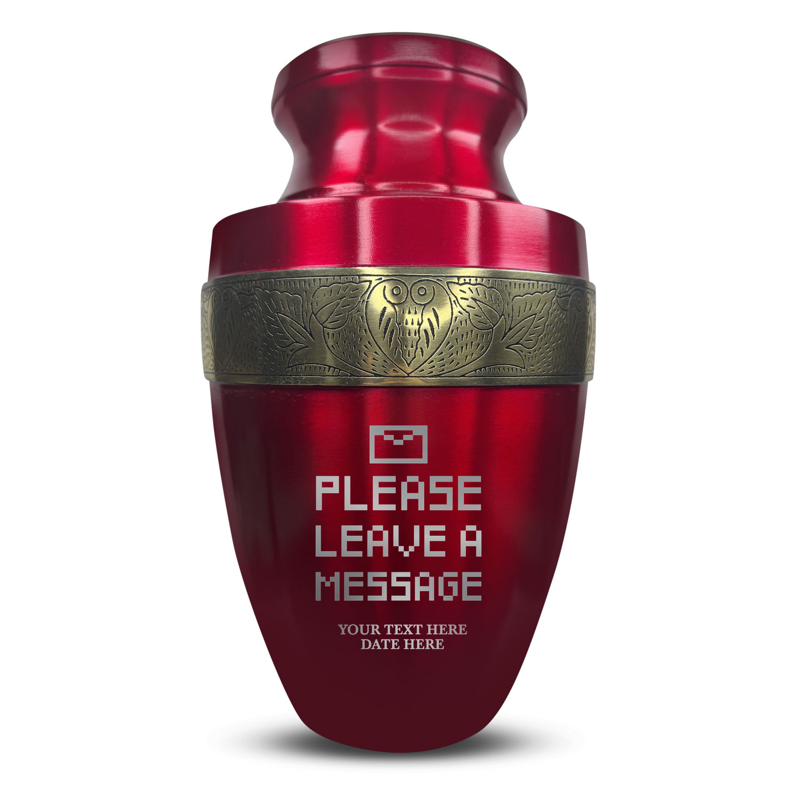 Custom Aluminum Human Urn - Funny Office Design - Elite Collection with Gold Inlay - 200 Cubic Inch