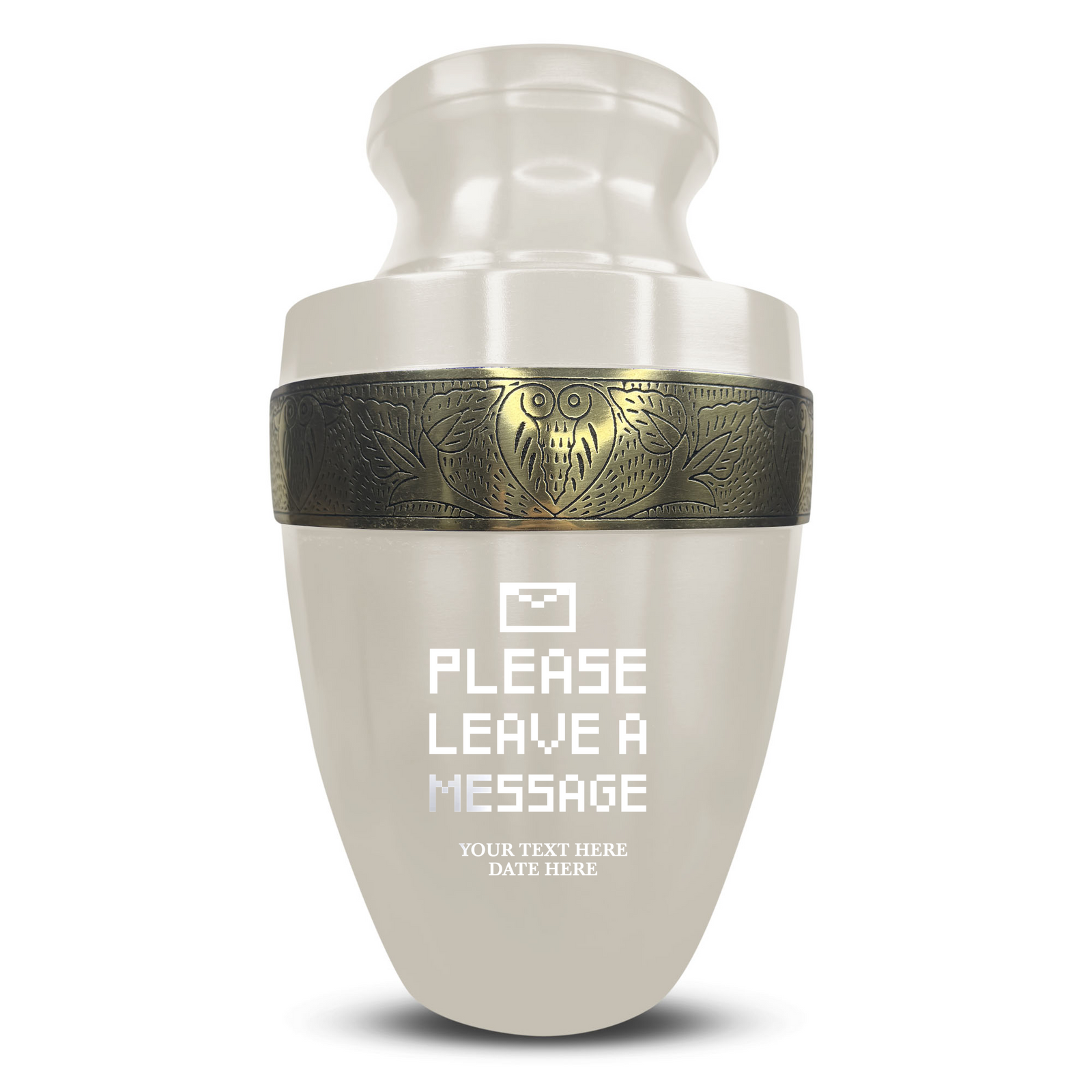 Custom Aluminum Human Urn - Funny Office Design - Elite Collection with Gold Inlay - 200 Cubic Inch