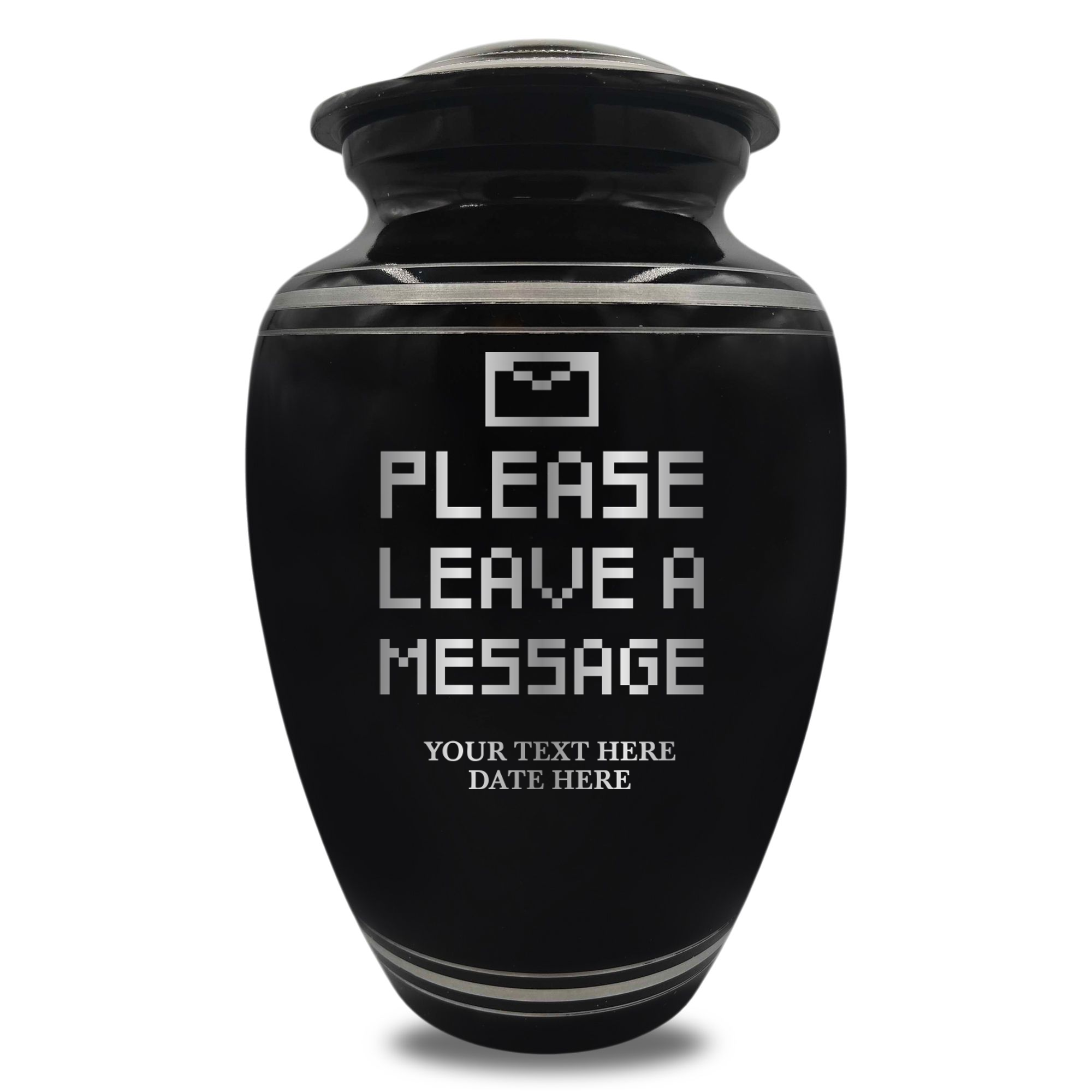 Polished Aluminum with Silver Rim Human Cremation Urn - 200 Cubic Inch | Office Humor