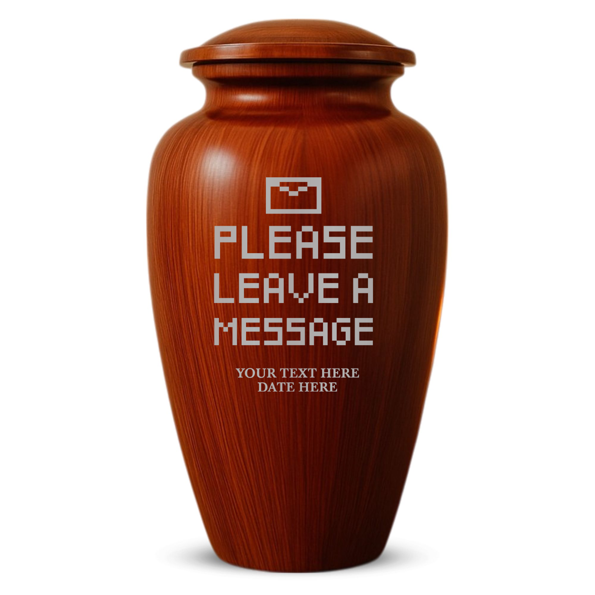 Human Cremation Urn - 200 Cubic Inch - Ingrained Wood Style Finish | Office Humor