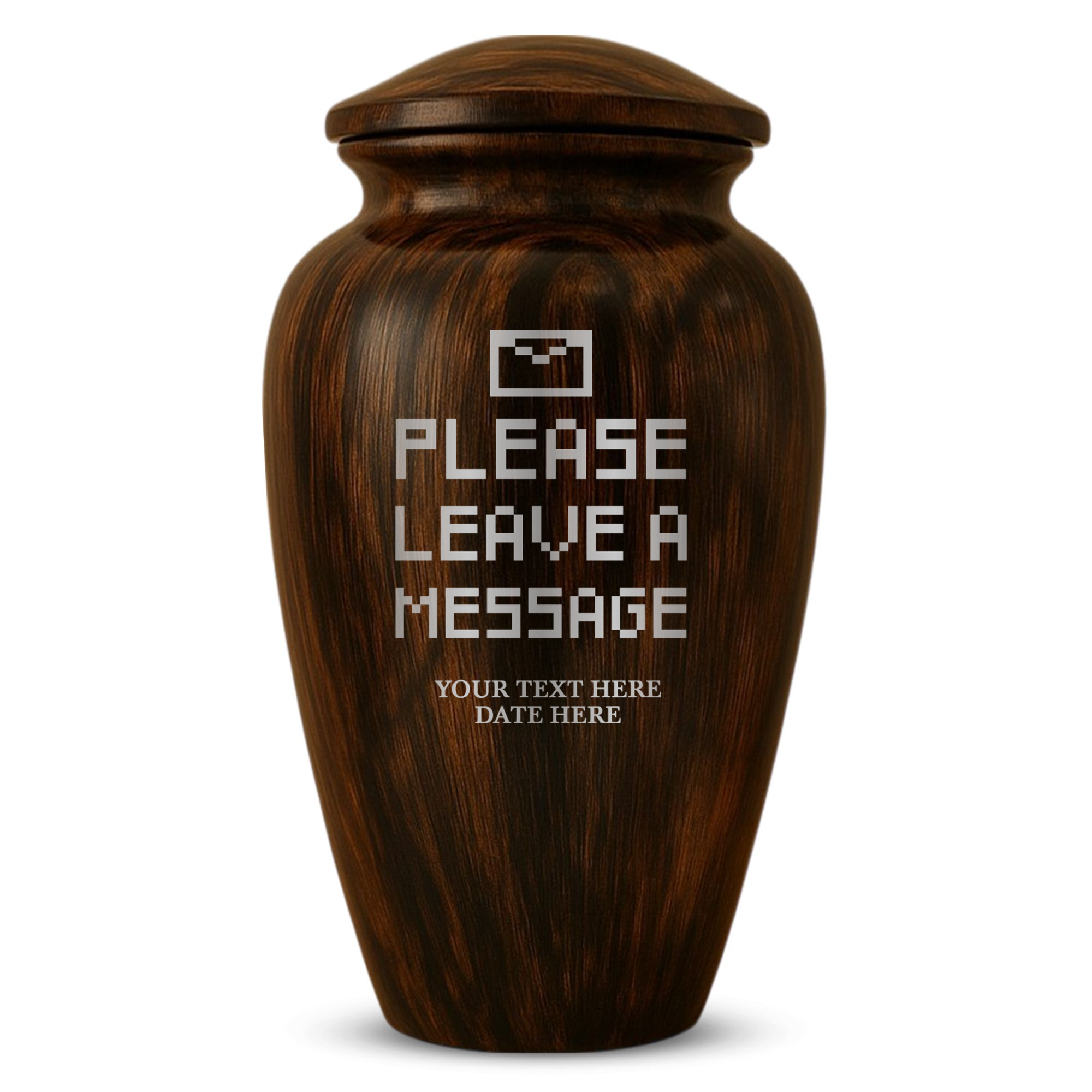 Human Cremation Urn - 200 Cubic Inch - Ingrained Wood Style Finish | Office Humor