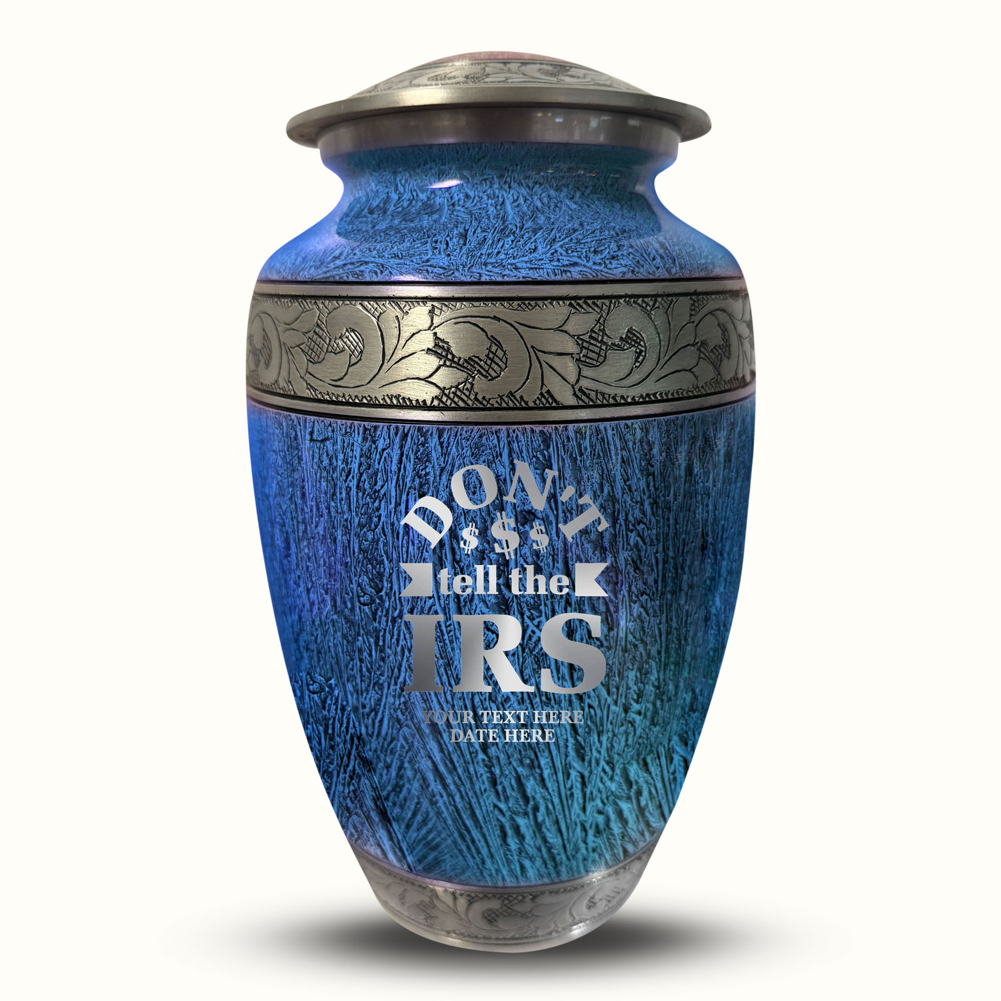 Custom Large Cremation Urn for Human Ashes - Elevate Collection - Funny Office Design - Distressed Finish - 200 Cubic Inch