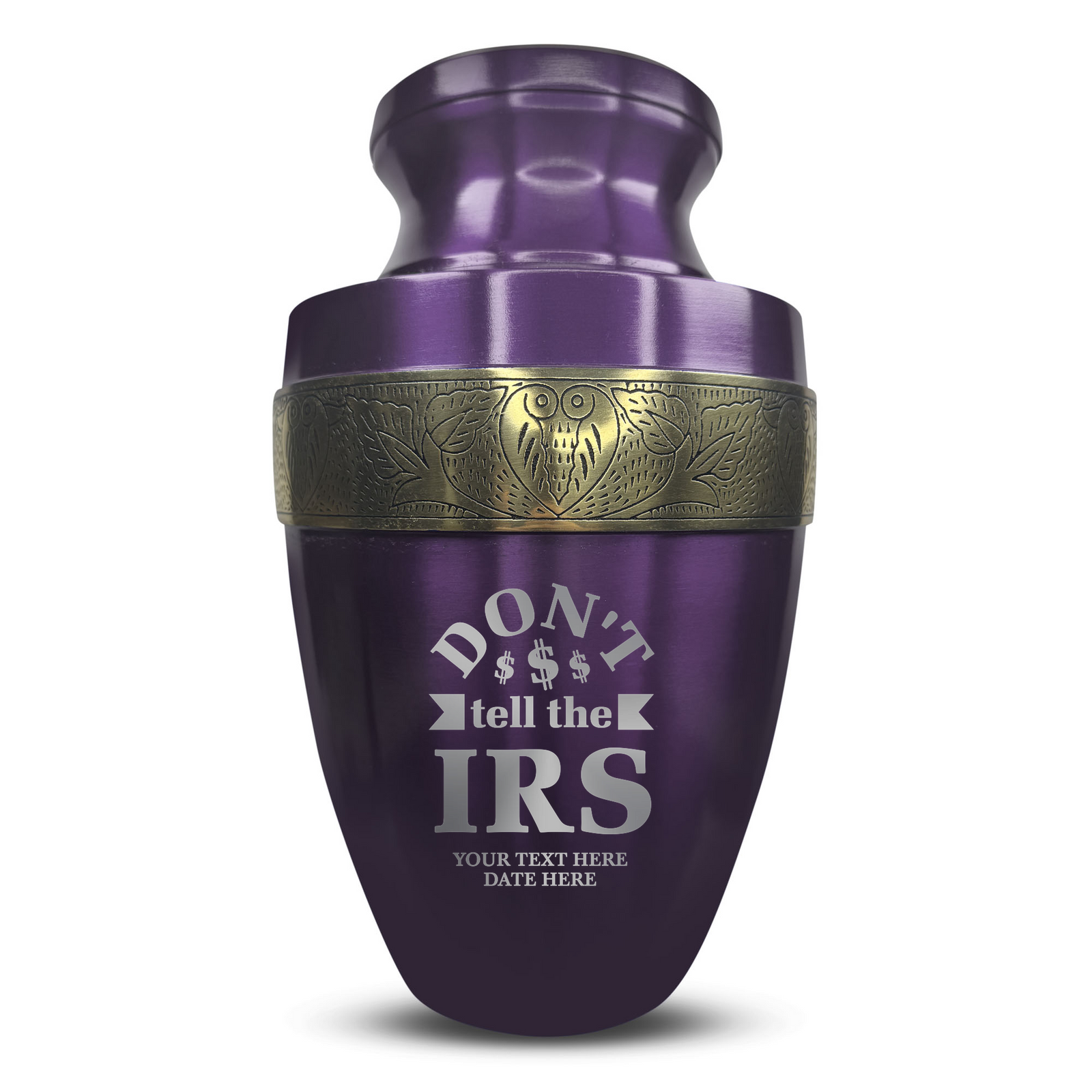 Custom Aluminum Human Urn - Funny Office Design - Elite Collection with Gold Inlay - 200 Cubic Inch