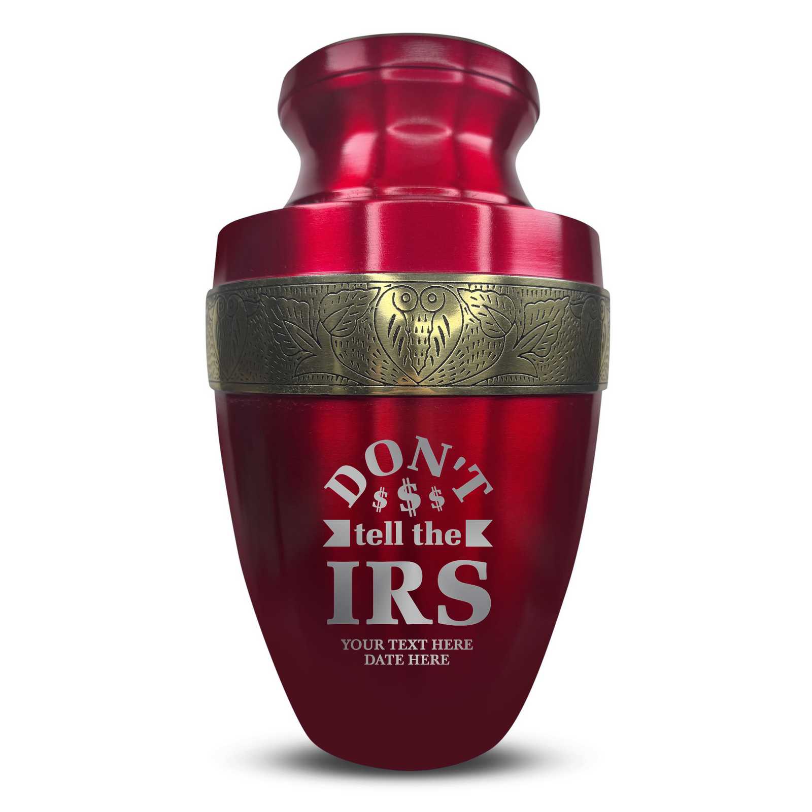 Custom Aluminum Human Urn - Funny Office Design - Elite Collection with Gold Inlay - 200 Cubic Inch