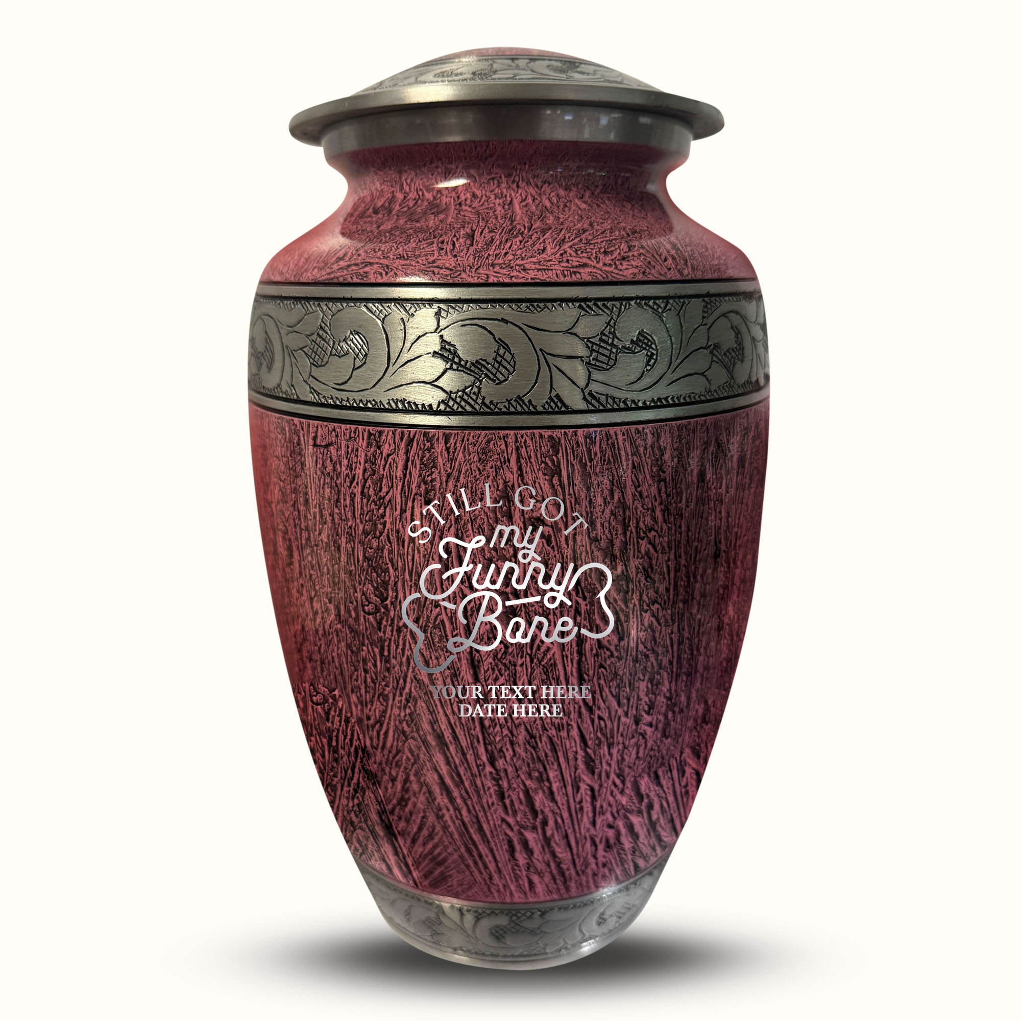 Custom Large Cremation Urn for Human Ashes - Elevate Collection - Simple Humor Design - Distressed Finish - 200 Cubic Inch