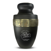 Custom Aluminum Human Urn - Simple Humor Design - Elite Collection with Gold Inlay - 200 Cubic Inch