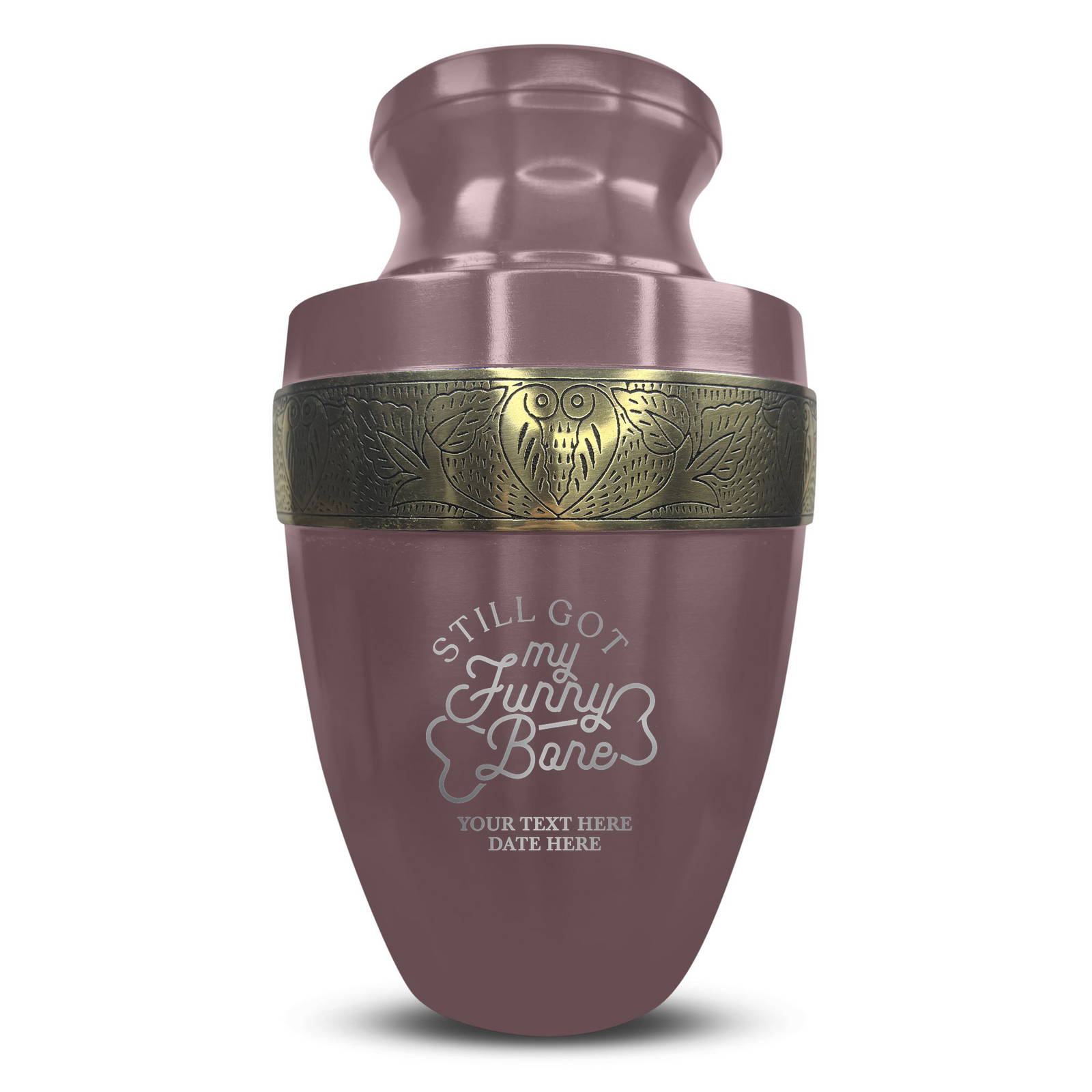 Custom Aluminum Human Urn - Simple Humor Design - Elite Collection with Gold Inlay - 200 Cubic Inch