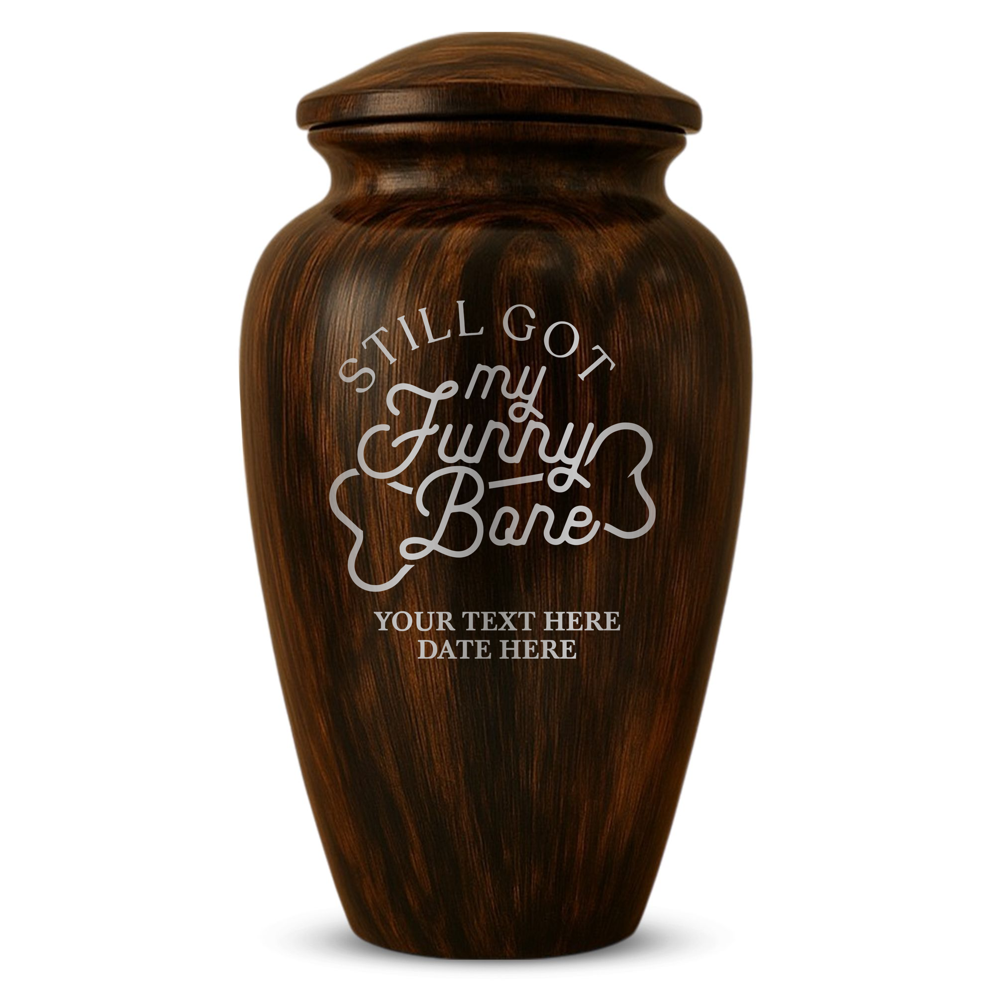 Human Cremation Urn - 200 Cubic Inch - Ingrained Wood Style Finish | Funny Memorial