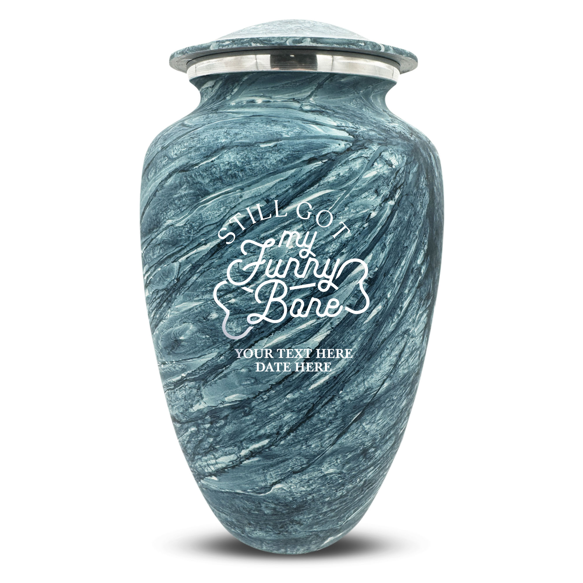 Custom Human Urns - Soft Whisper Collection - Simple Humor Design - Distressed Finish - 200 Cubic Inch