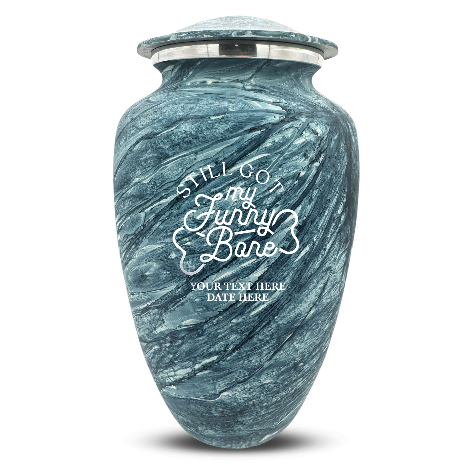 Custom Human Urns - Soft Whisper Collection - Simple Humor Design - Distressed Finish - 200 Cubic Inch