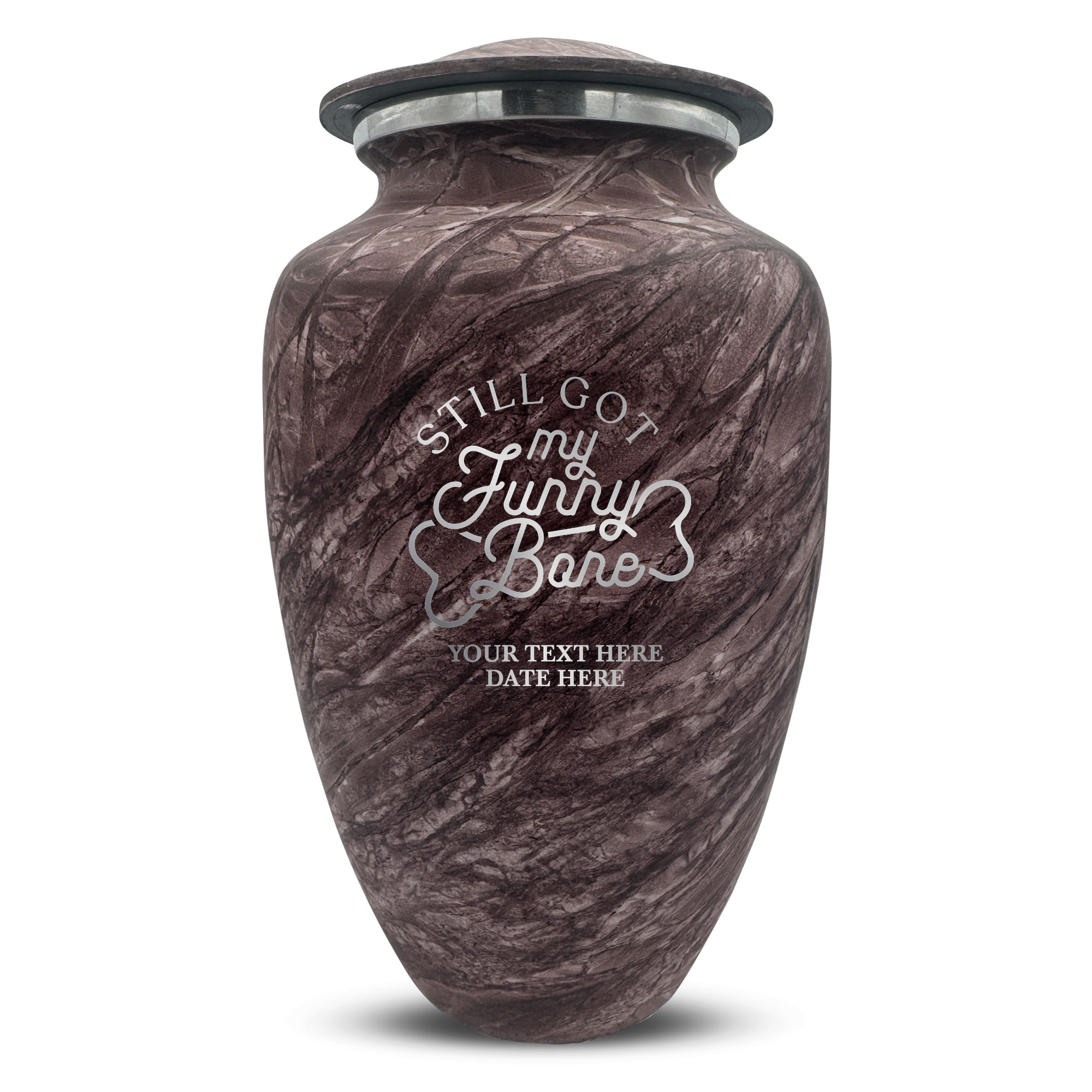 Custom Human Urns - Soft Whisper Collection - Simple Humor Design - Distressed Finish - 200 Cubic Inch
